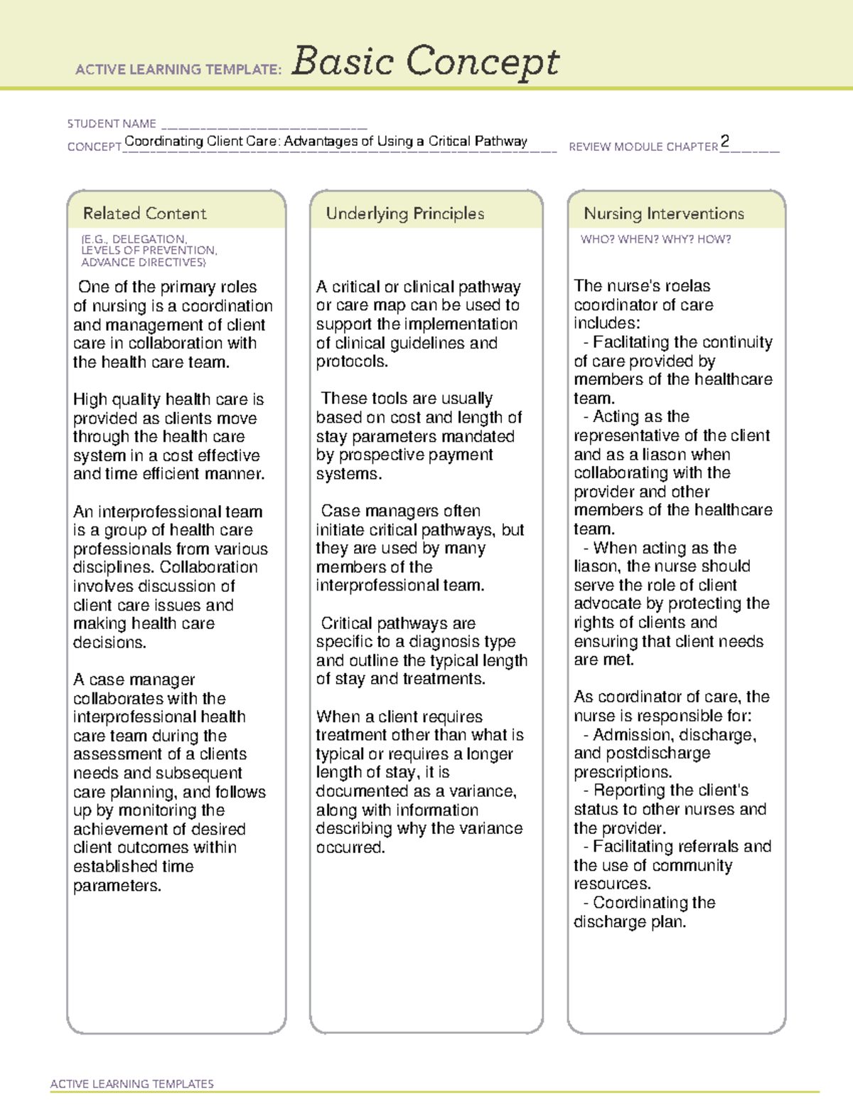 Basic Concept - Advantages of Using a Critical Pathway - Copy - ACTIVE ...