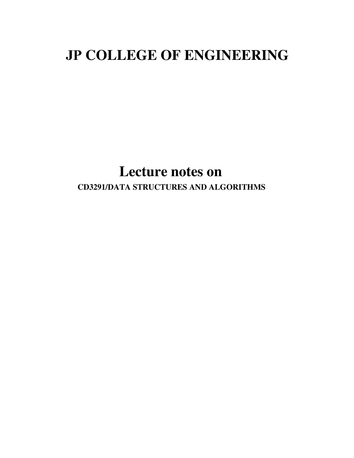 CD3291 Data Structures And Algorithms Lecture Notes 2 - Lecture Notes ...