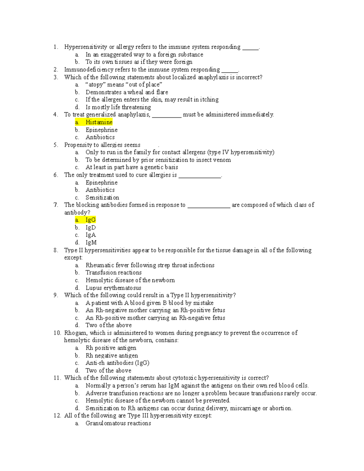 MCQ - Practise Question - Hypersensitivity or allergy refers to the ...