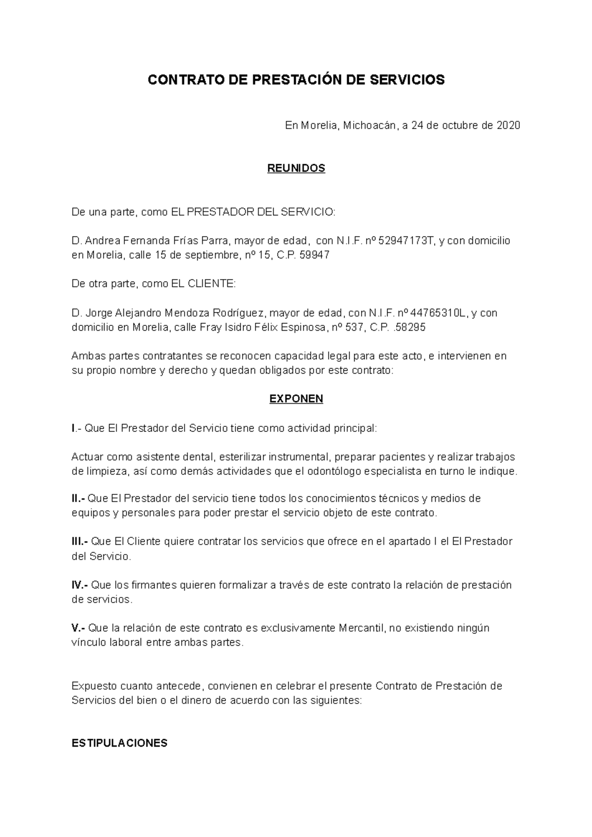 Contrato De Prestación De Servicios - CONTRATO DE PRESTACIÓN DE ...