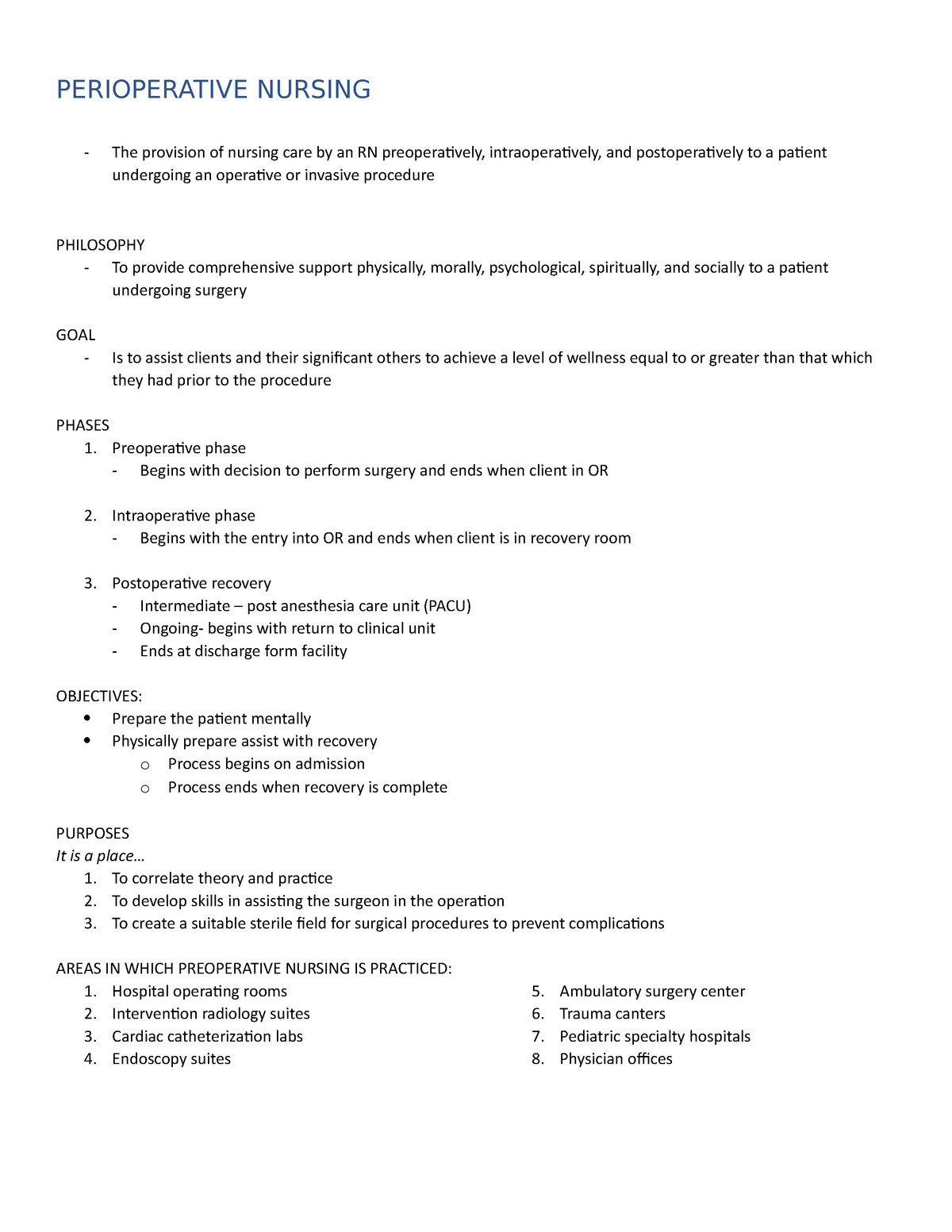 3- Perioperative- Nursing - PERIOPERATIVE NURSING The provision of ...