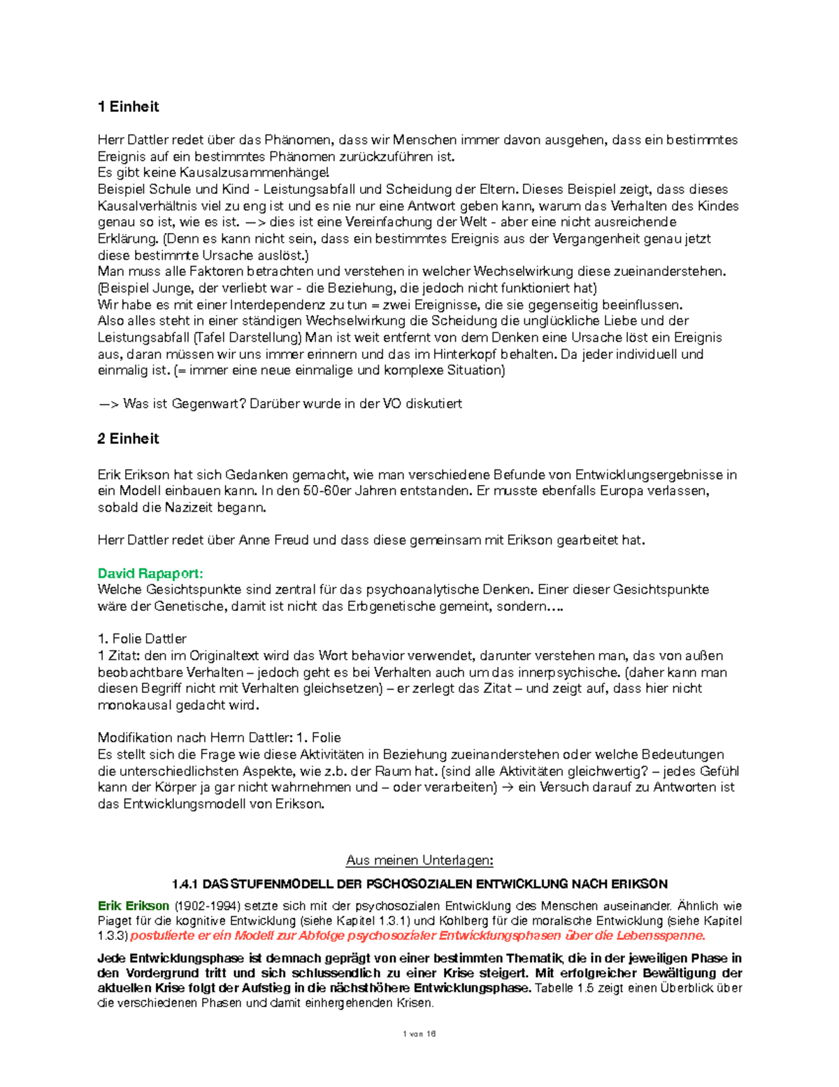 Datler Einheiten Mitschrift - 1 Einheit Herr Dattler redet über das ...