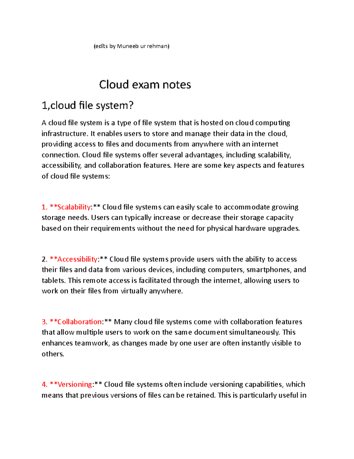 Cloud exam notes - for merge - (edits by Muneeb ur rehman) Cloud exam ...