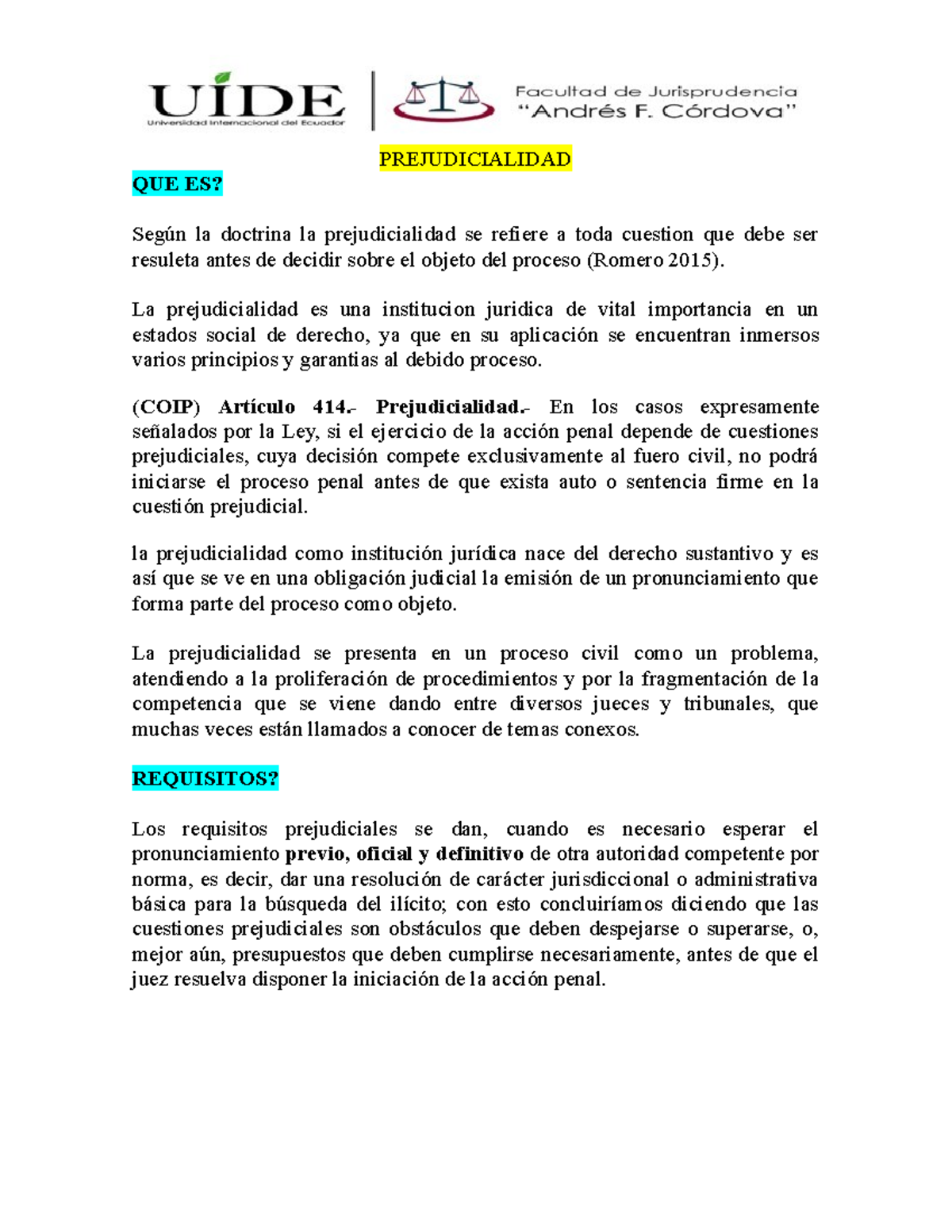 Prejudicialidad Según El Derecho Procesal Penal - PREJUDICIALIDAD QUE ...