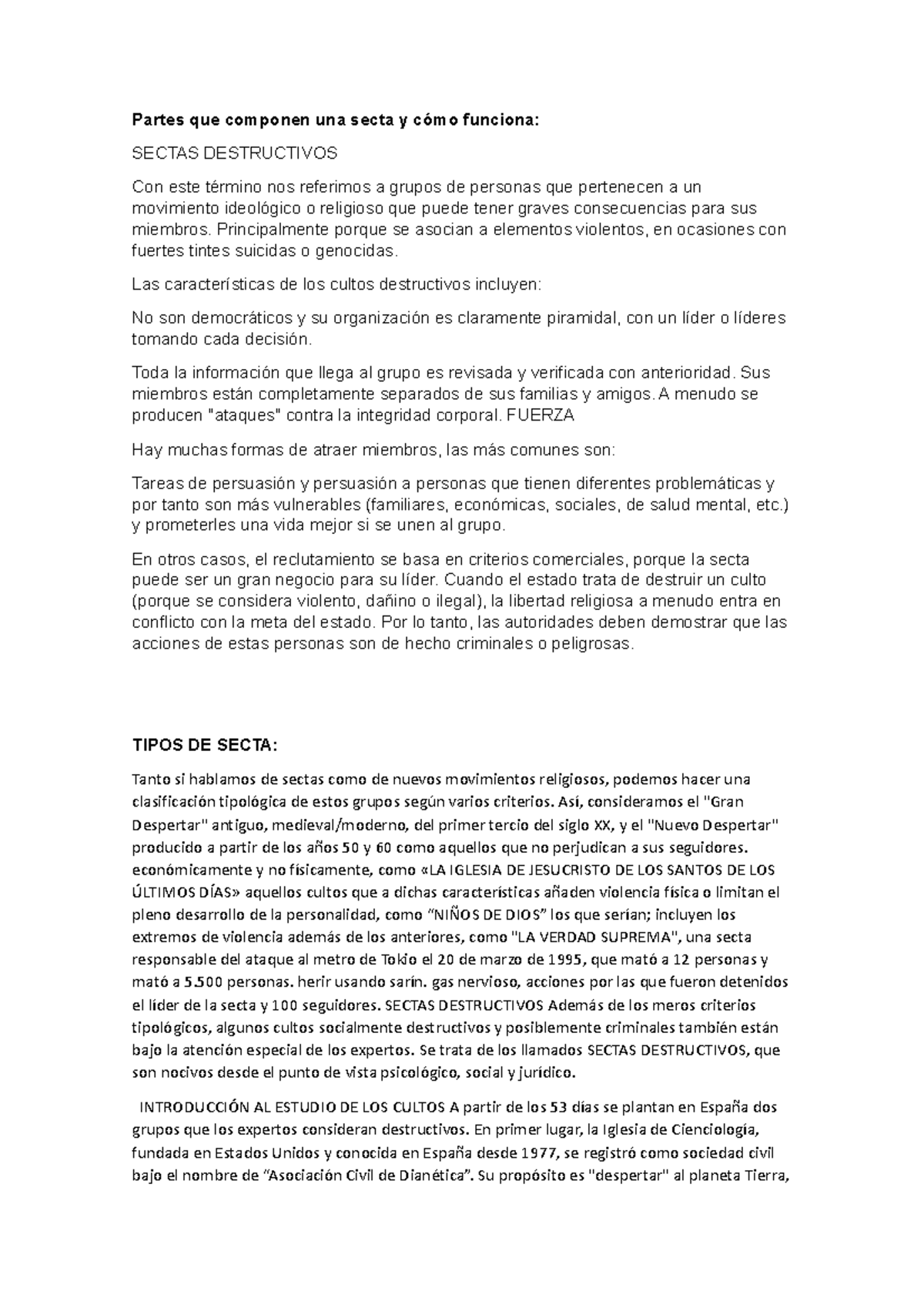 Partes que componen una secta y cómo funciona - Partes que componen una ...