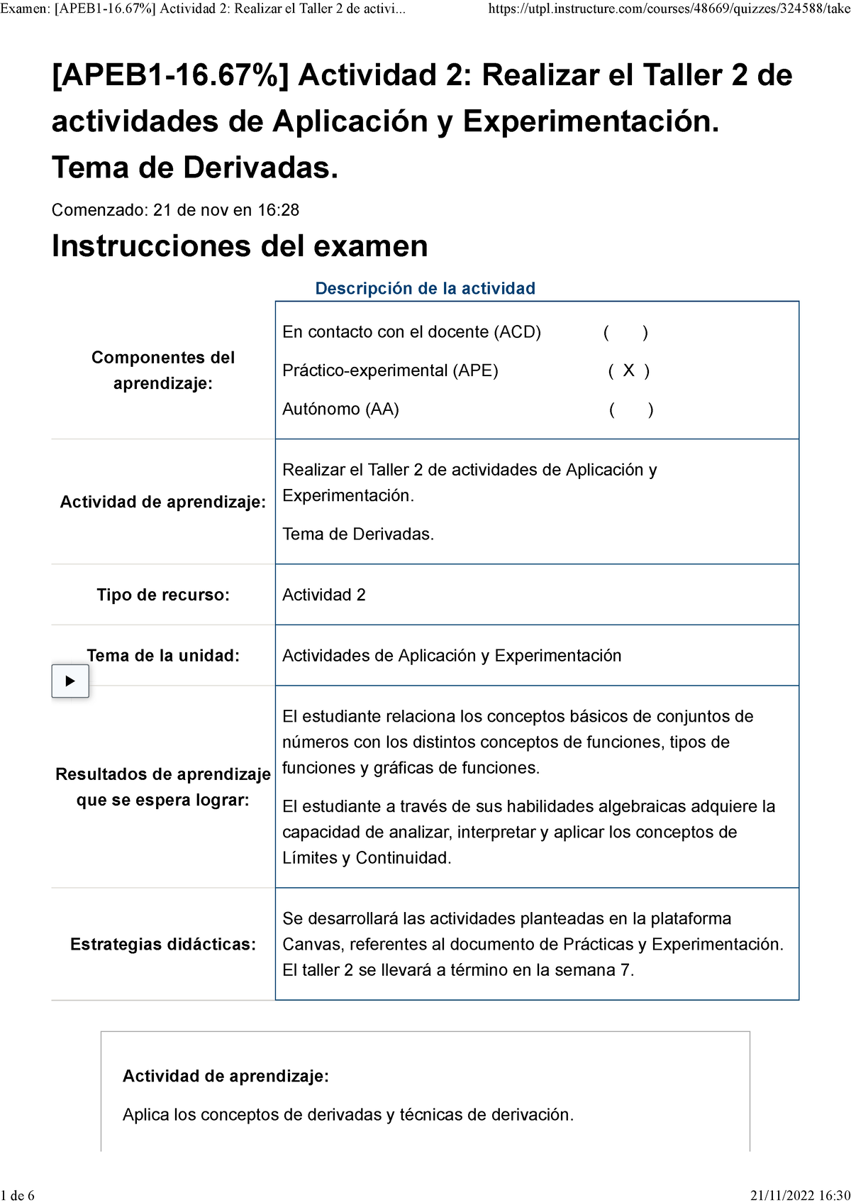 Examen [APEB 1-16.67 ] Actividad 2 Realizar El Taller 2 De Actividades ...