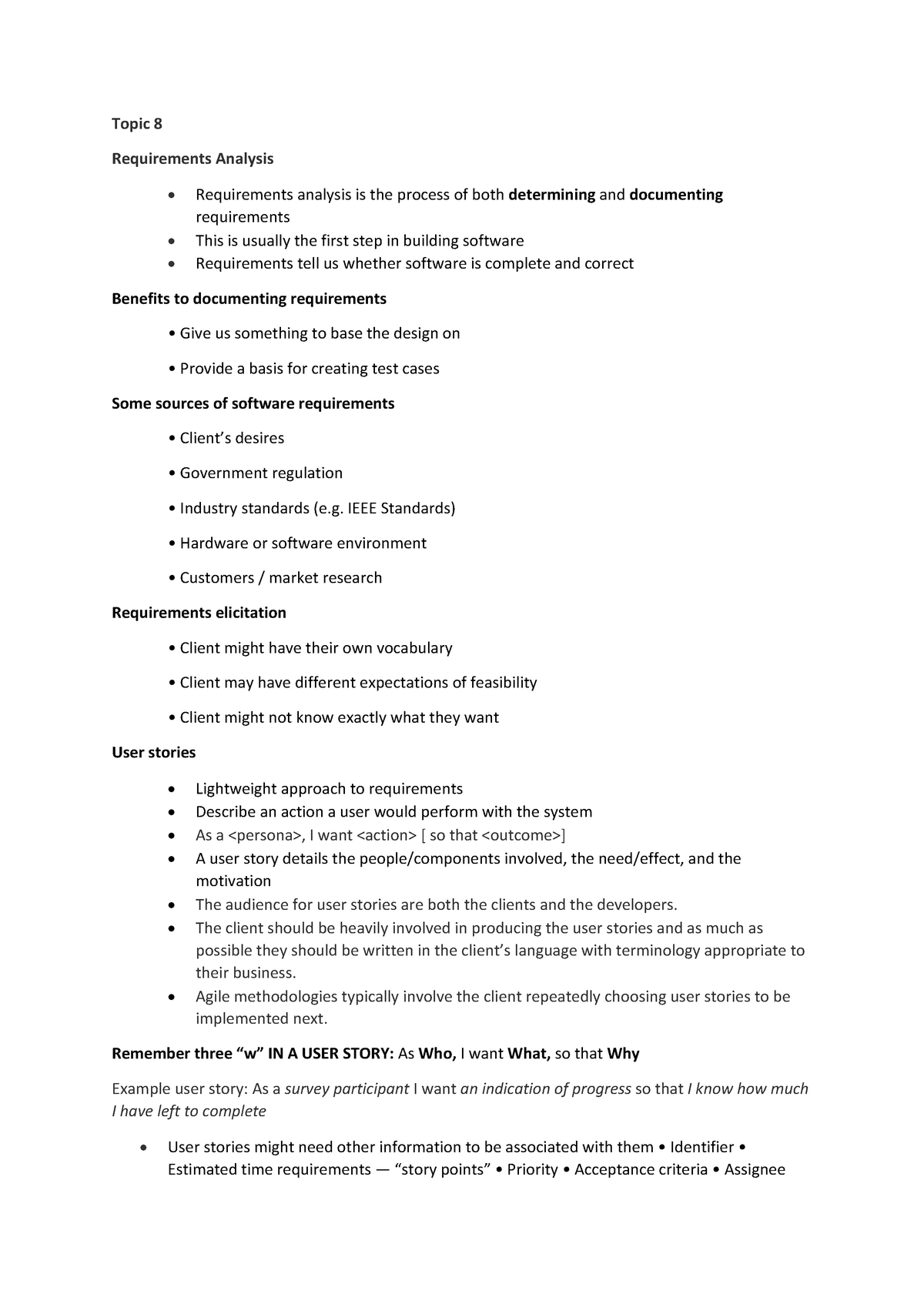 T8 - Summary Engineering Mobile Apps - Topic 8 Requirements Analysis ...