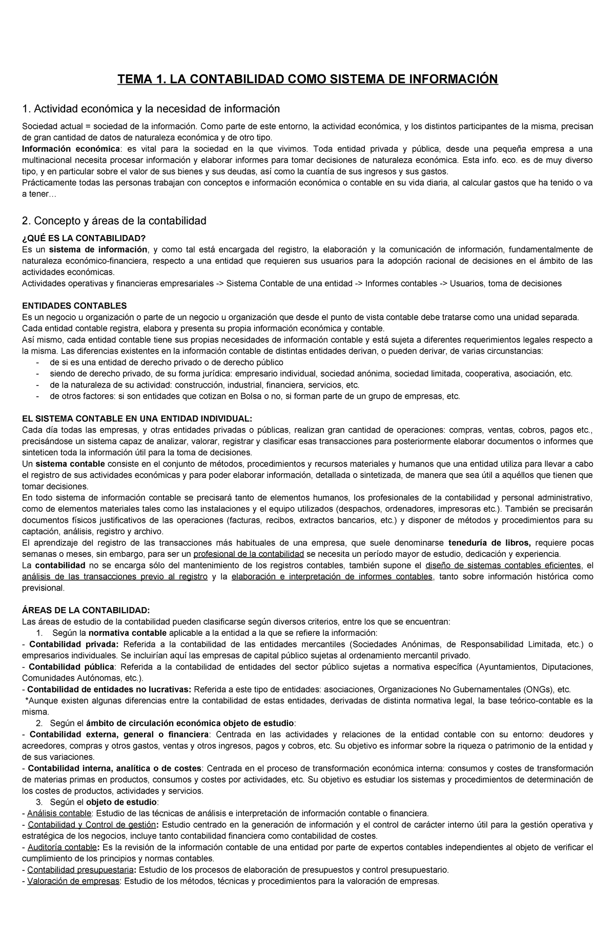 TEMA 1 conta - TEMA 1. LA CONTABILIDAD COMO SISTEMA DE INFORMACIÓN 1 ...