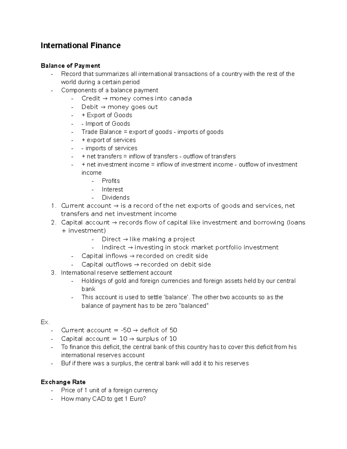 Ch 15 notes - International Finance Balance of Payment - Record that ...