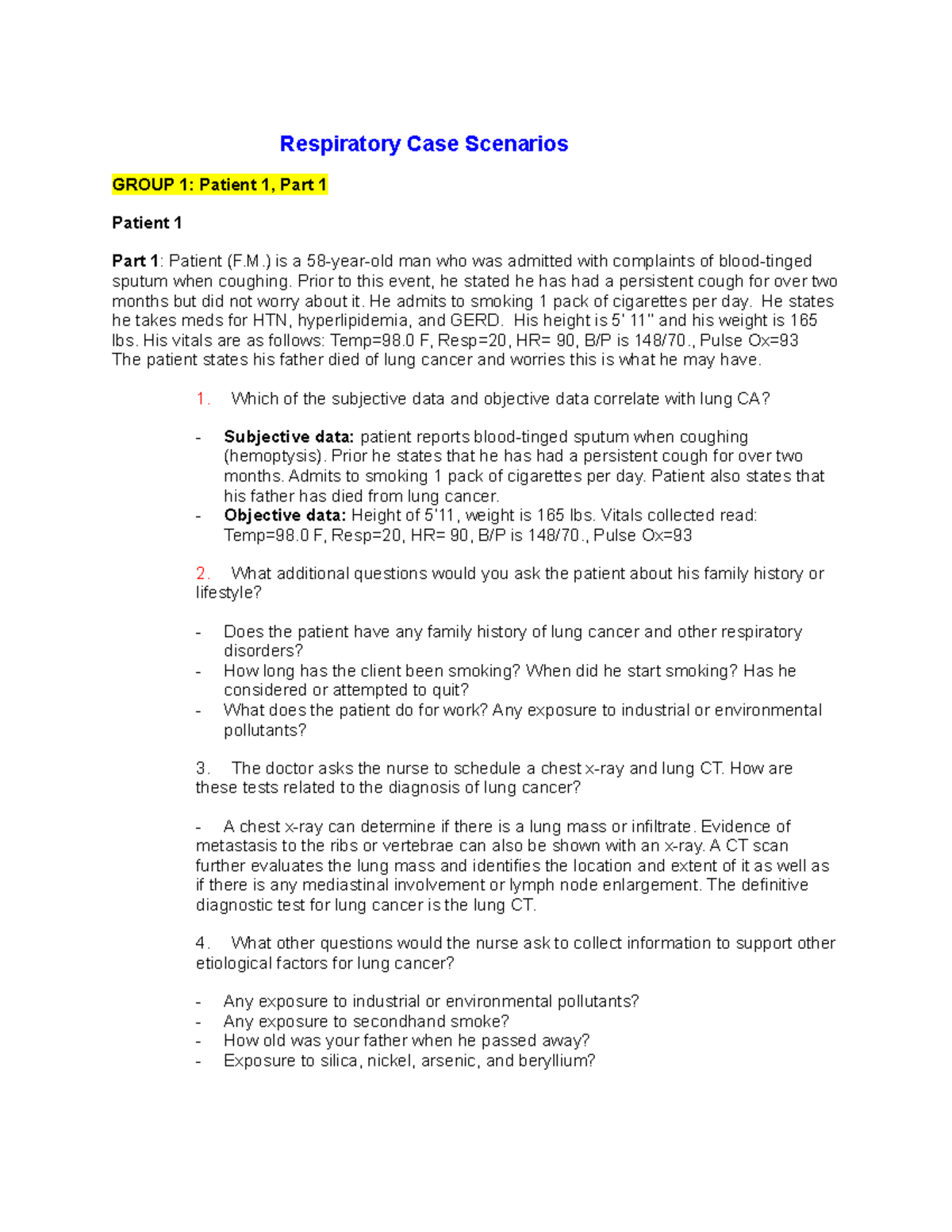 respiratory patient case study