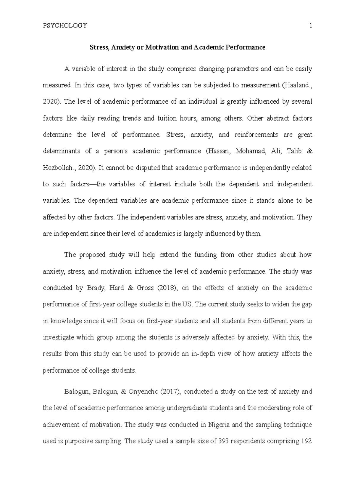 Discussion Thread Reading & Designing Research PSYCHOLOGY 1 Stress