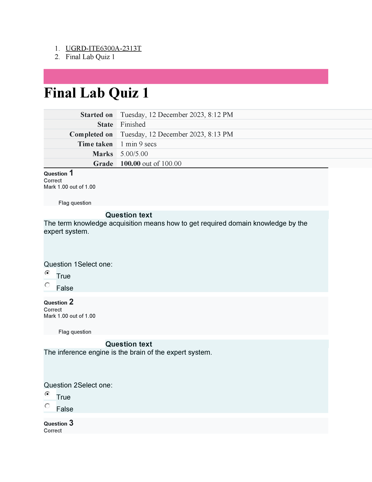 UGRD-ITE6300A Information Management Final Lab Quiz 1 - 1. UGRD ...