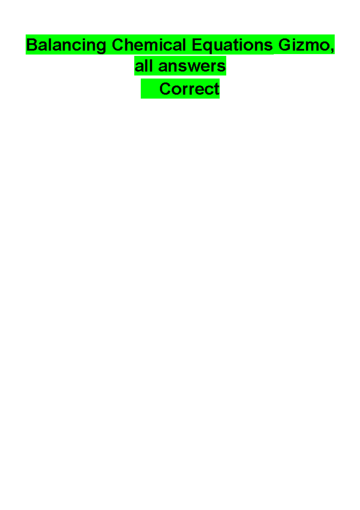 Balancing Chemical Equations Gizmo, all answers Balancing Chemical