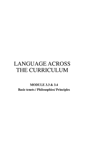 EDU 301 Module 1 - Language across curriculum - EDU 301: LANGUAGE ...
