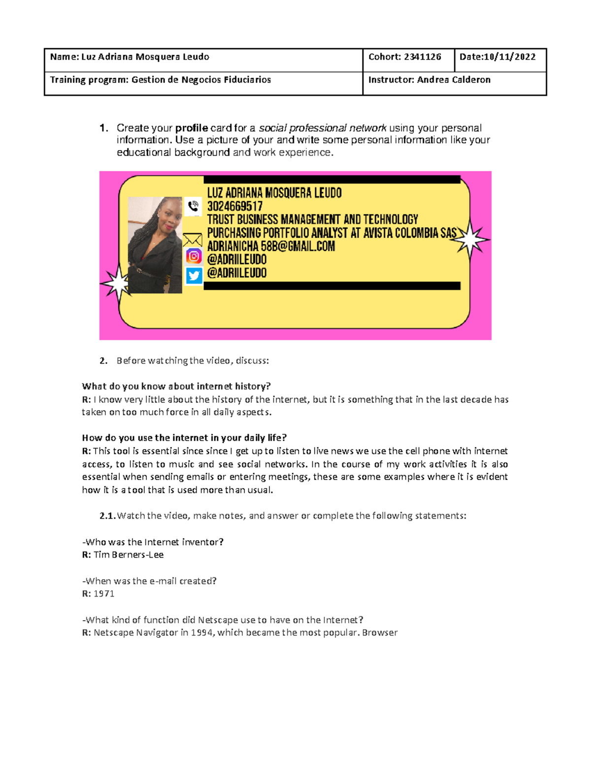 Solution Workshop #2 - Actividad evaluable - Create your profile card ...