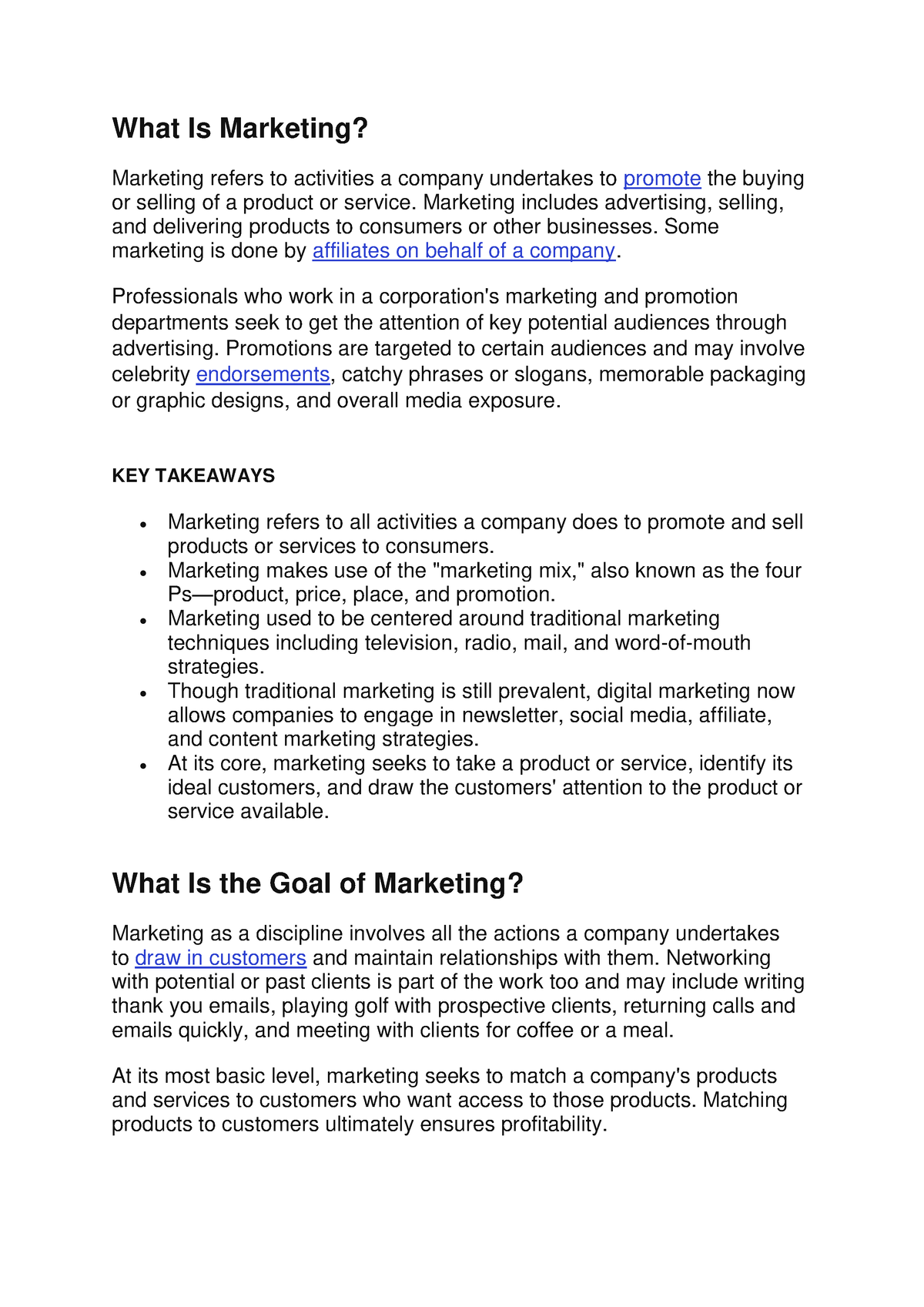 Marketing - What Is Marketing? Marketing refers to activities a company ...