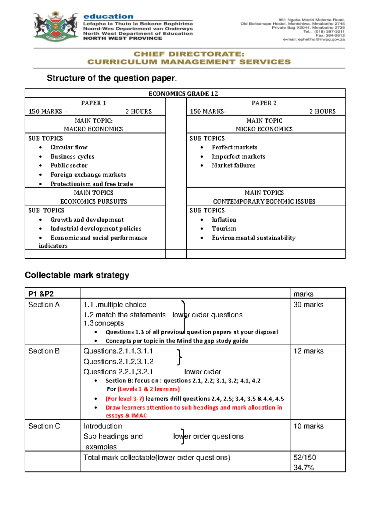 Economics-collectable-marks-strategy-revision-material - Structure of ...