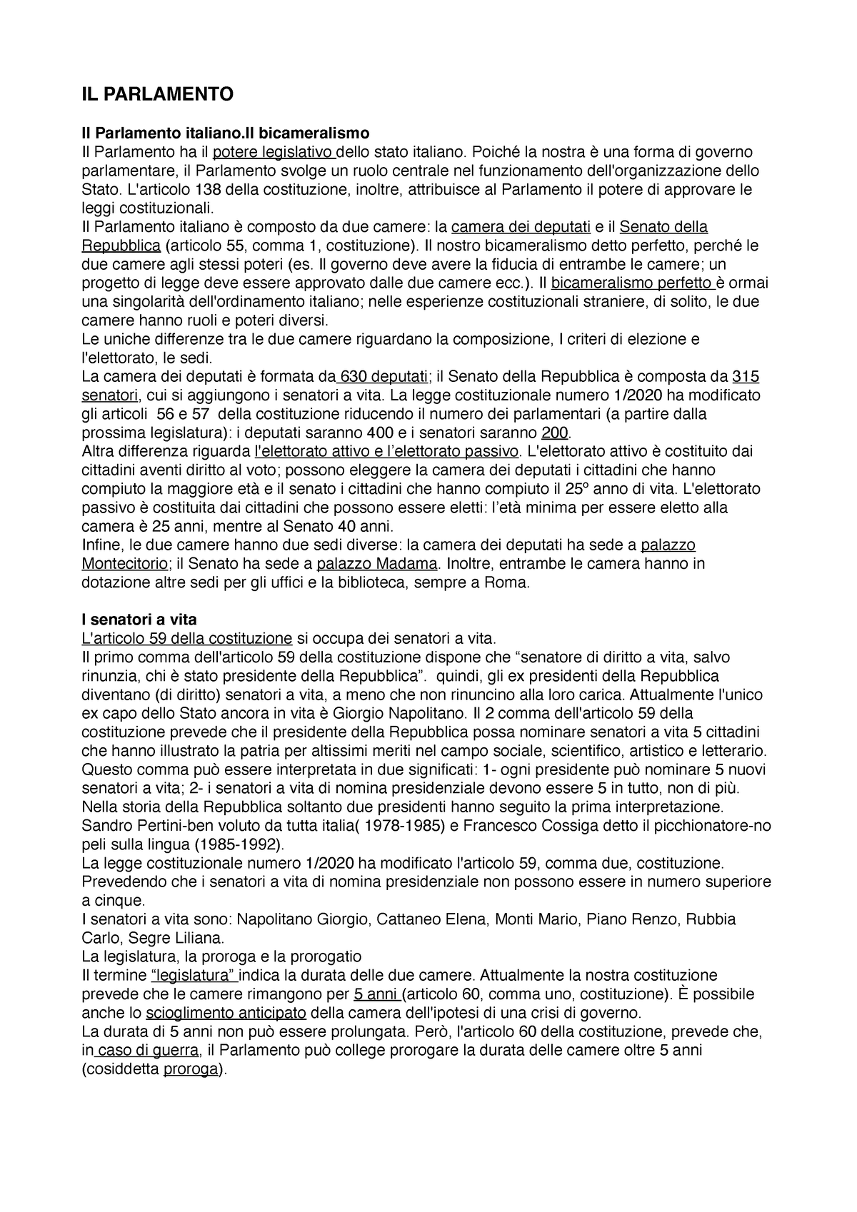 Diritto Il Parlamento E I Senatori A Vita Il Parlamento Il Parlamento Italiano Bicameralismo 8381