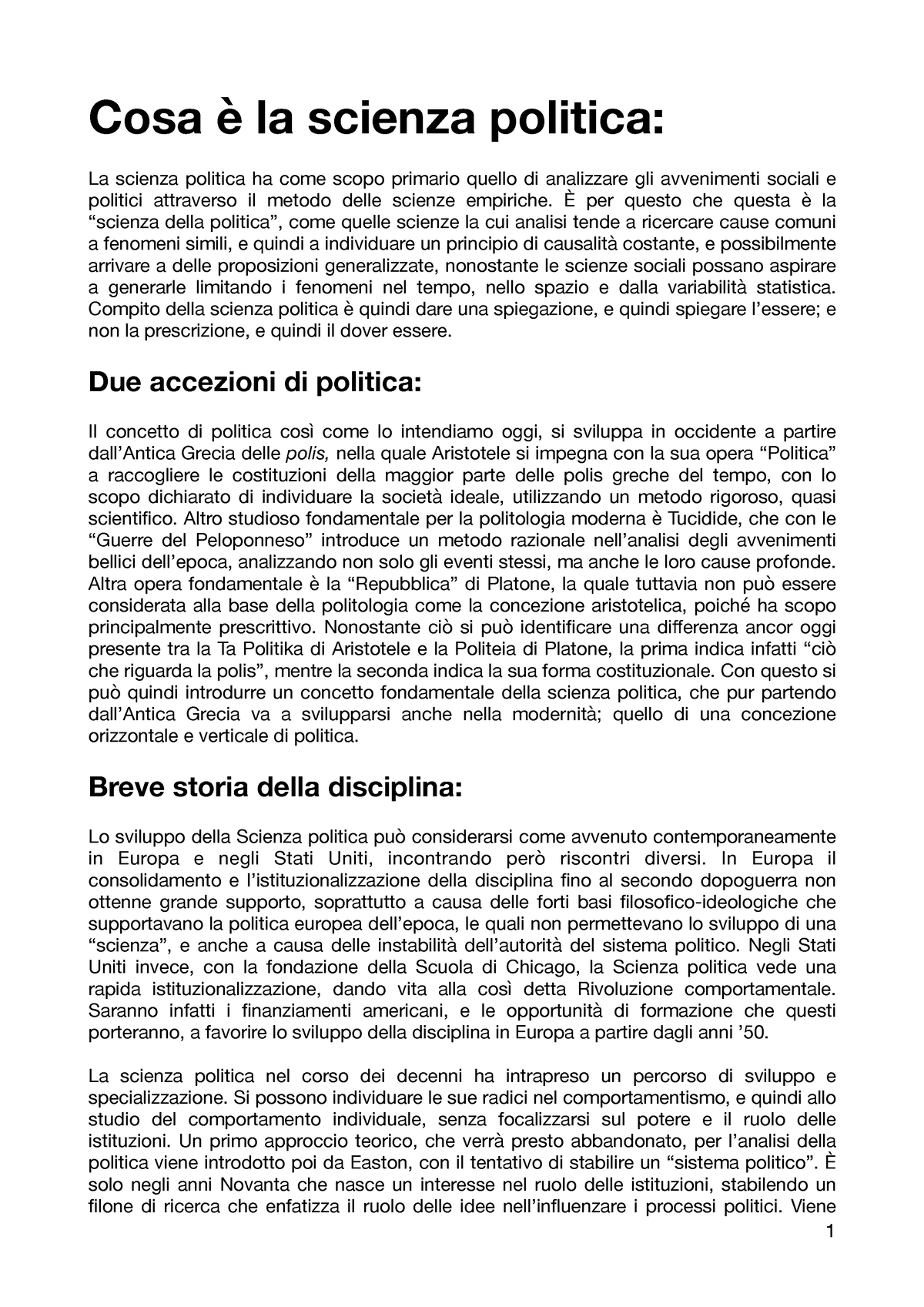 Scienza Politica Appunti - Cosa è La Scienza Politica: La Scienza ...