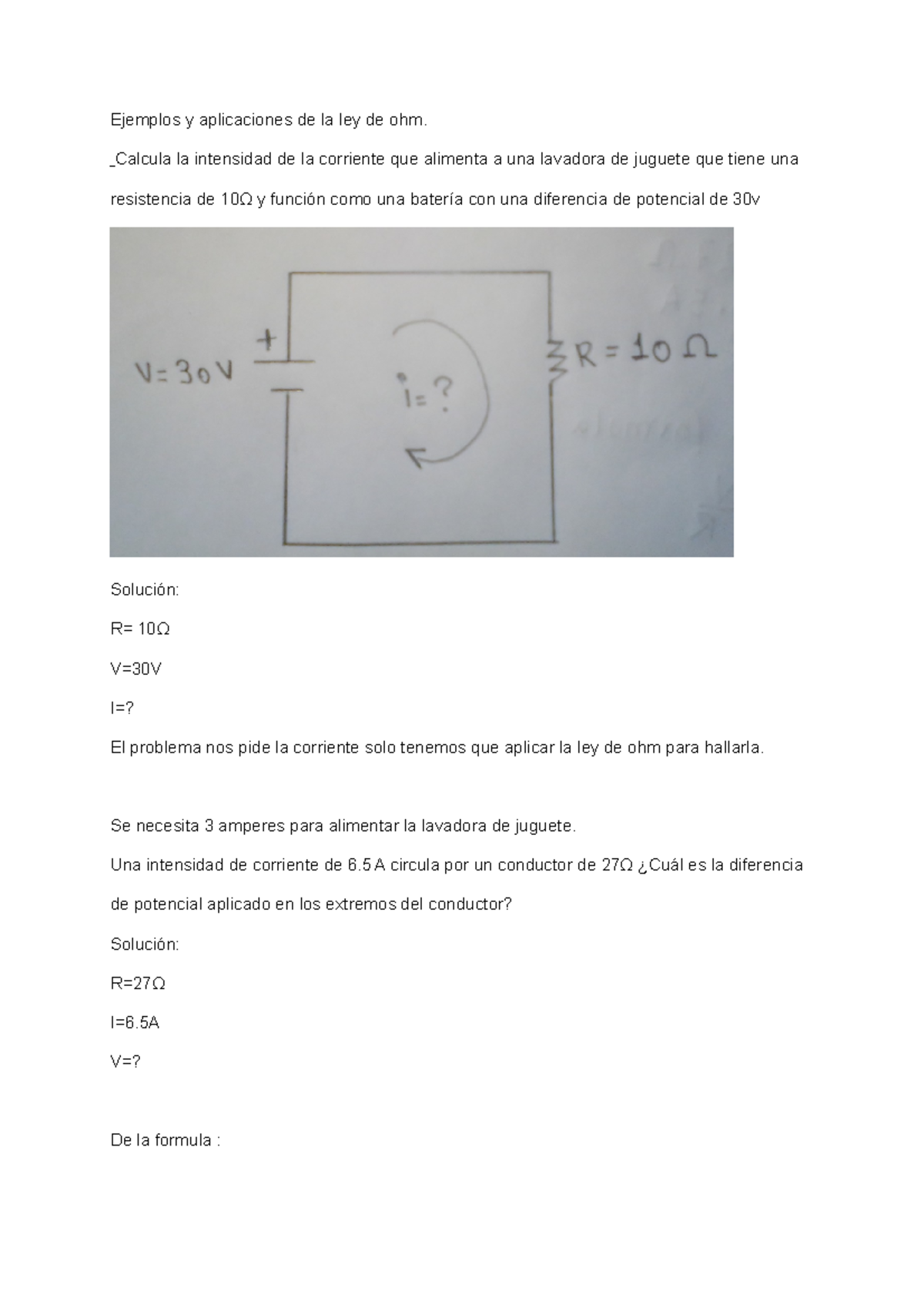 Ejemplos Ley De Ohm Ejemplos Y Aplicaciones De La Ley De Ohm Calcula La Intensidad De La 0441