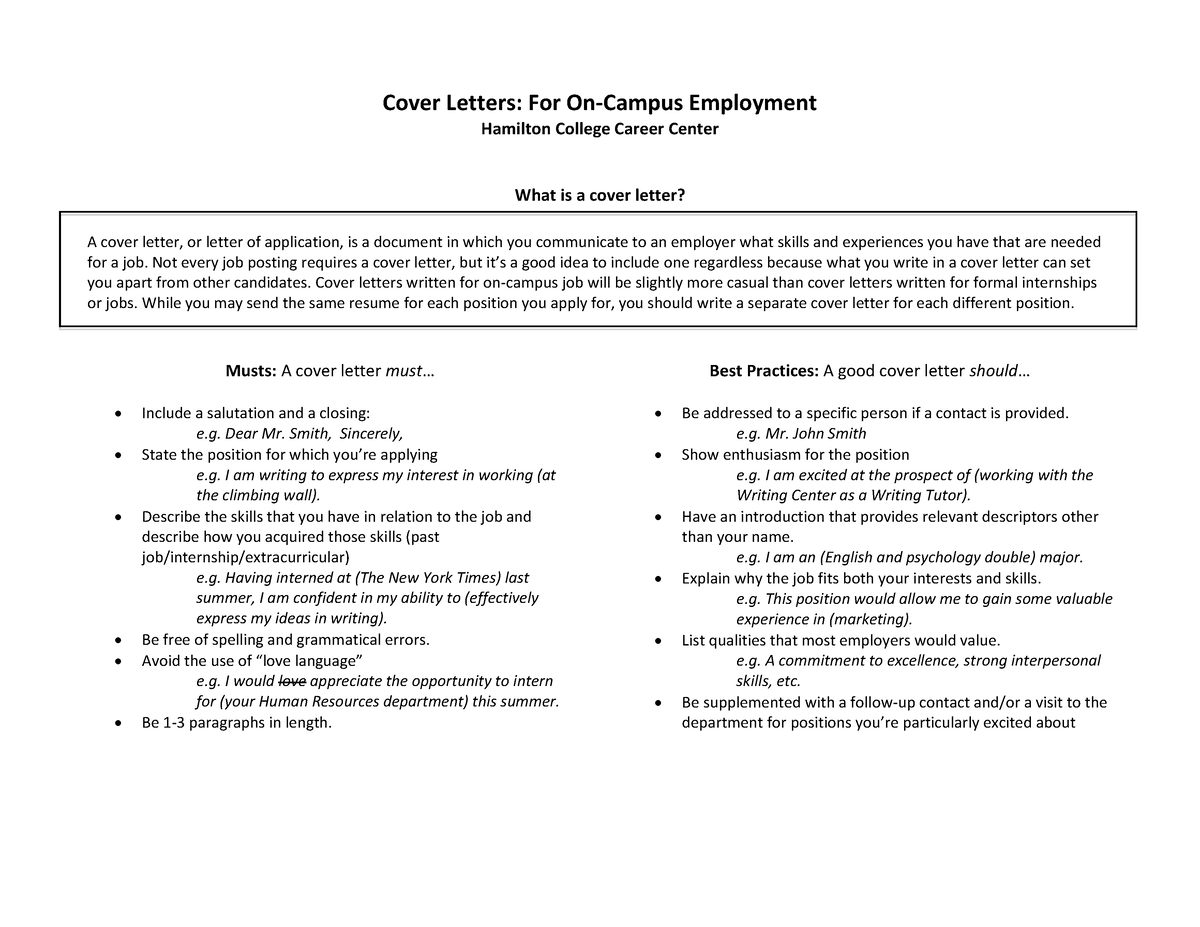 Cover Letter On Campus 7-25-14 - Cover Letters: For On-Campus ...