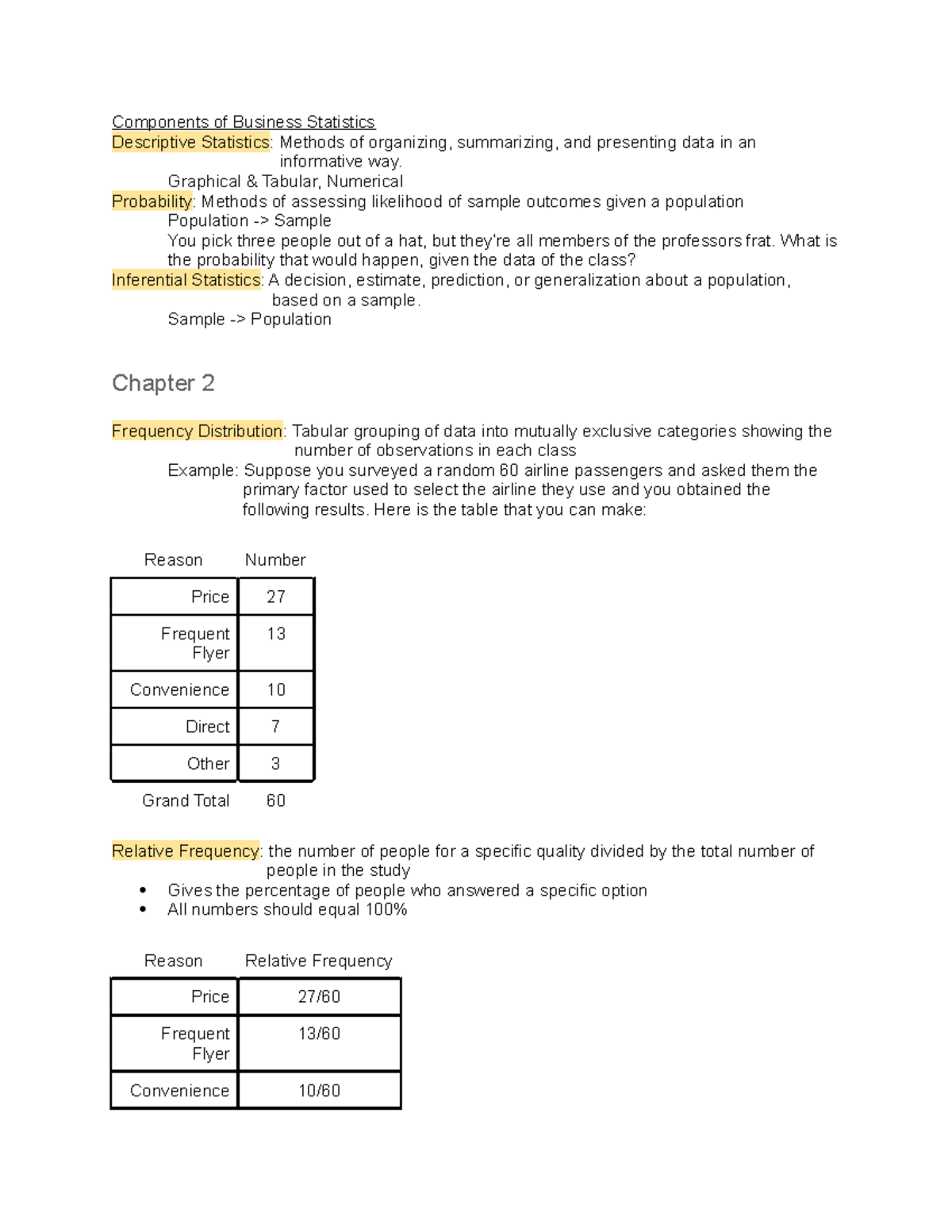 Business Stats Lecture 2 - Components Of Business Statistics ...