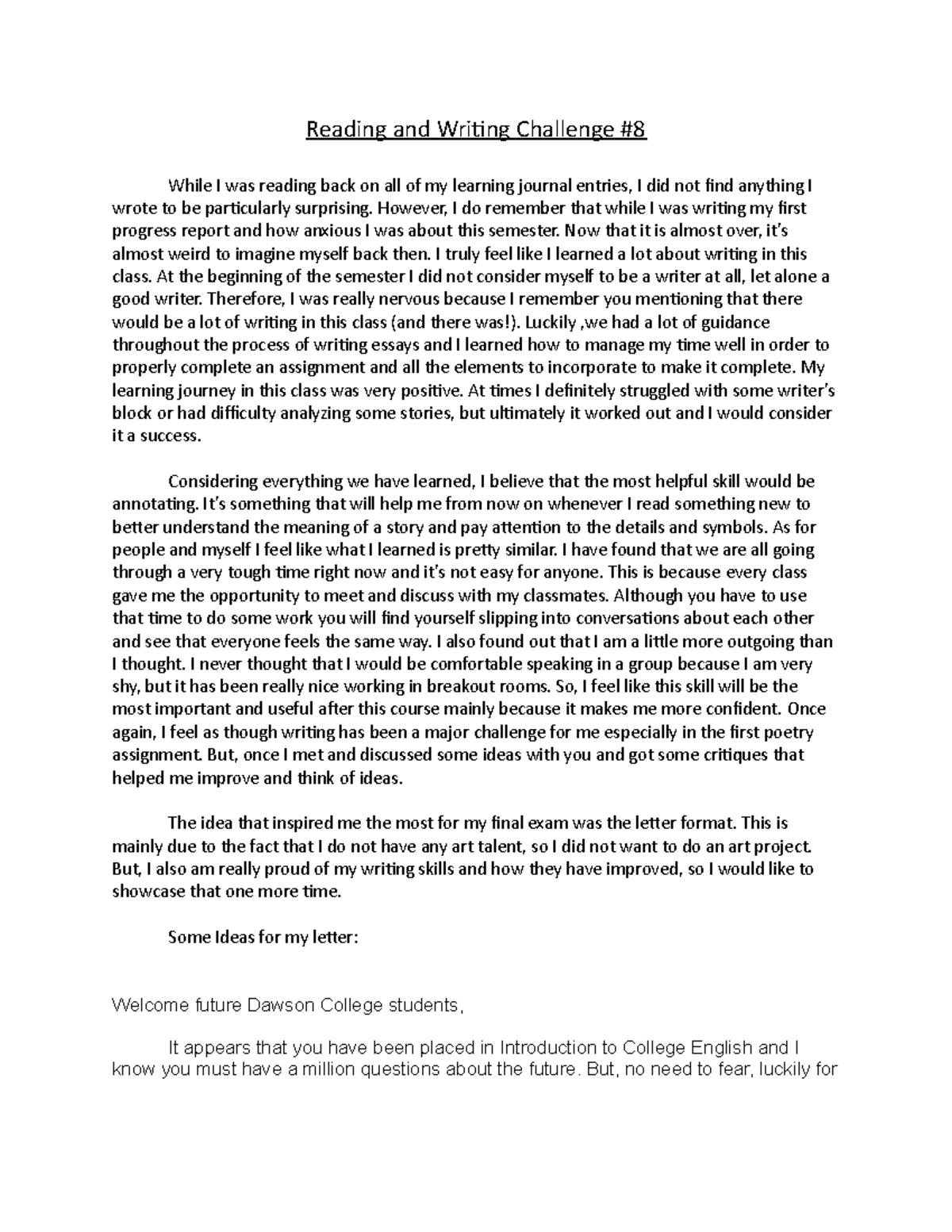 Reading and Writing Challenge #8 copy - Reading and Writing Challenge ...