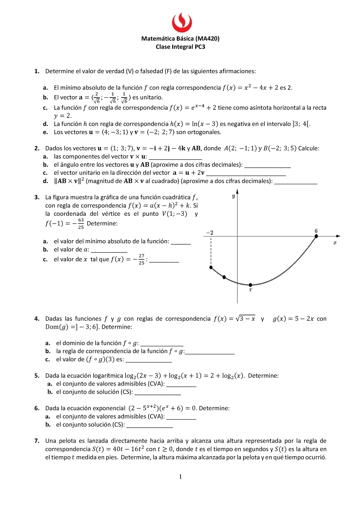 Clase Integral PC3 - Matemática Básica (MA420) Clase Integral PC ...