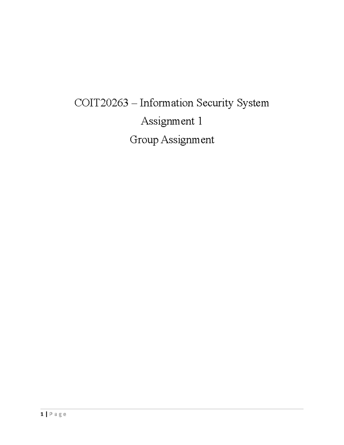 Group Assignment 1 - COIT20263 - COIT20263 – Information Security ...