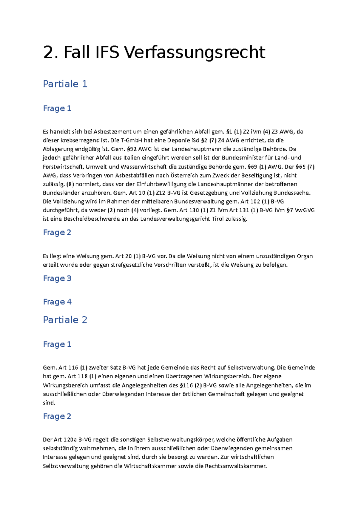 IFS Verfassungs- Und Allgemeines Verwaltungsrecht Fall 2 - 2. Fall IFS ...