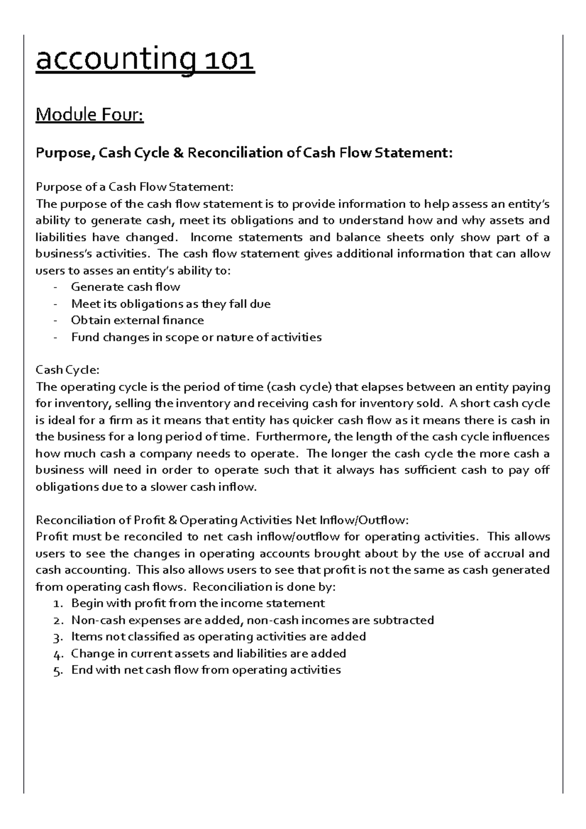 Module 4 Notes accounting notes for accounting 101 accounting 101