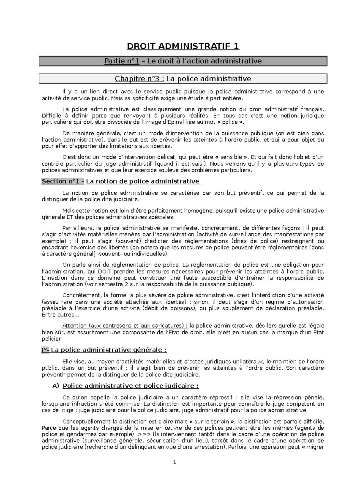 dissertation droit administratif police administrative