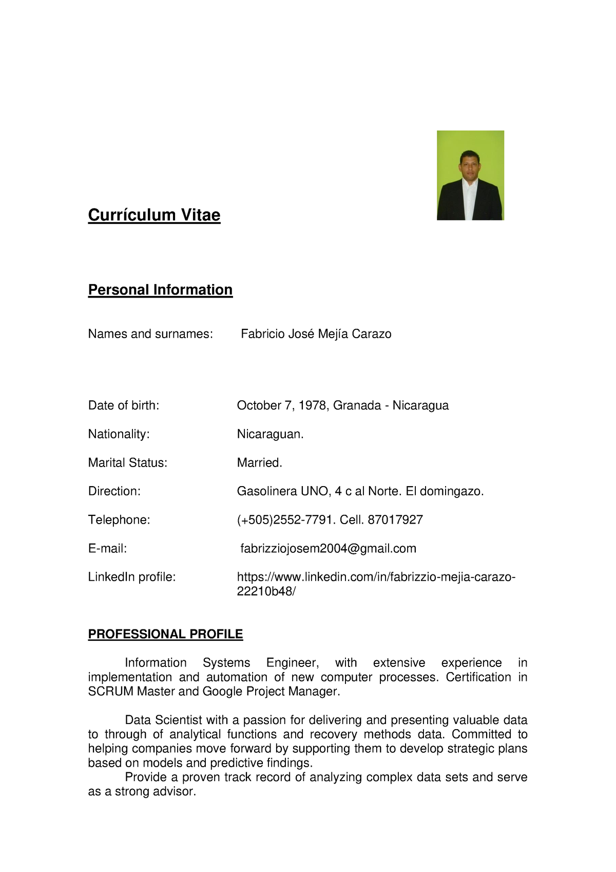 Entrega-del-proyecto - Currículum Vitae Personal Information Names And ...