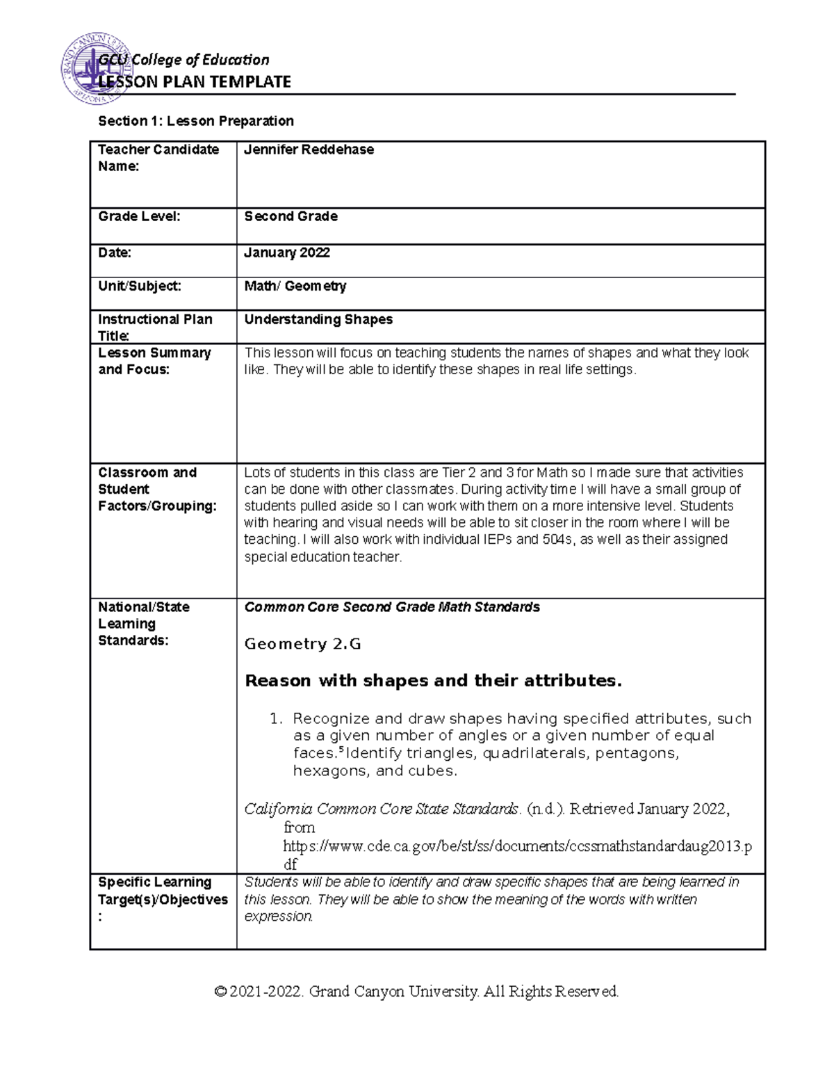 Coe lesson plan idea mathematics- second grade - LESSON PLAN TEMPLATE ...