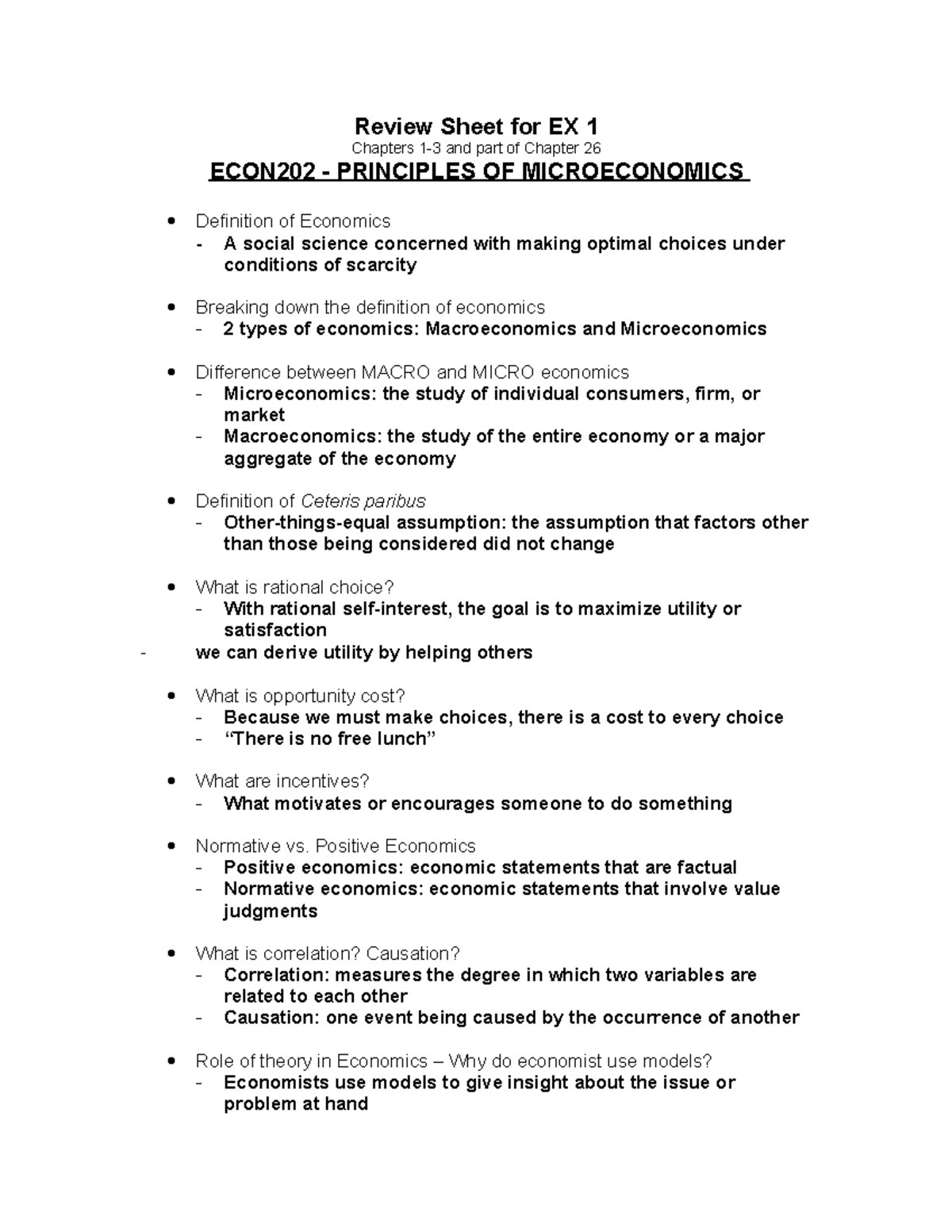 Exam 1 Study Guide - Review Sheet For EX 1 Chapters 1-3 And Part Of ...