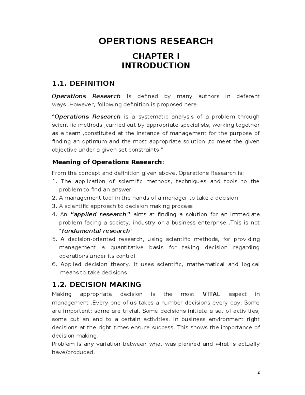 Opertions Research Note from Ch I-V Revised - OPERTIONS RESEARCH ...