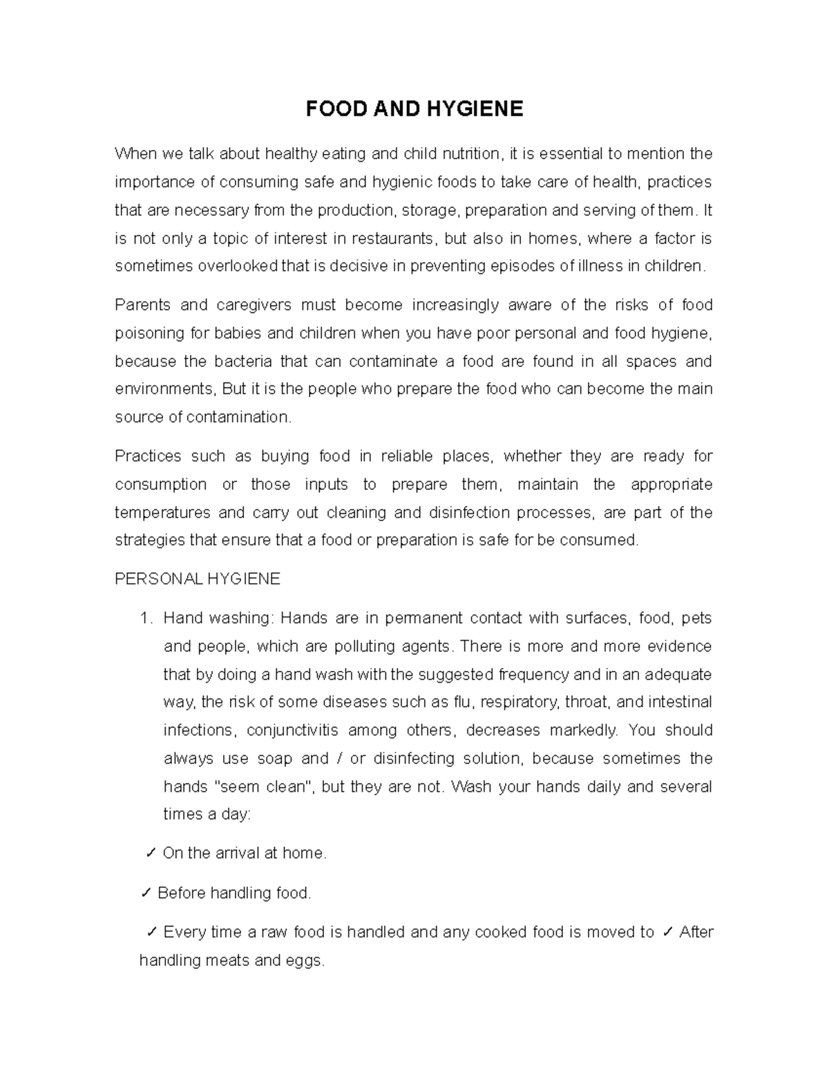 FOOD AND Hygiene FOOD AND HYGIENE When we talk about healthy eating