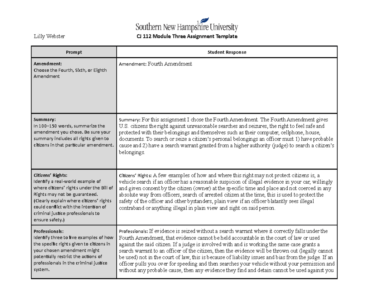 CJ 112 Module Three Assignment Template - Lilly Webster CJ 112 Module ...