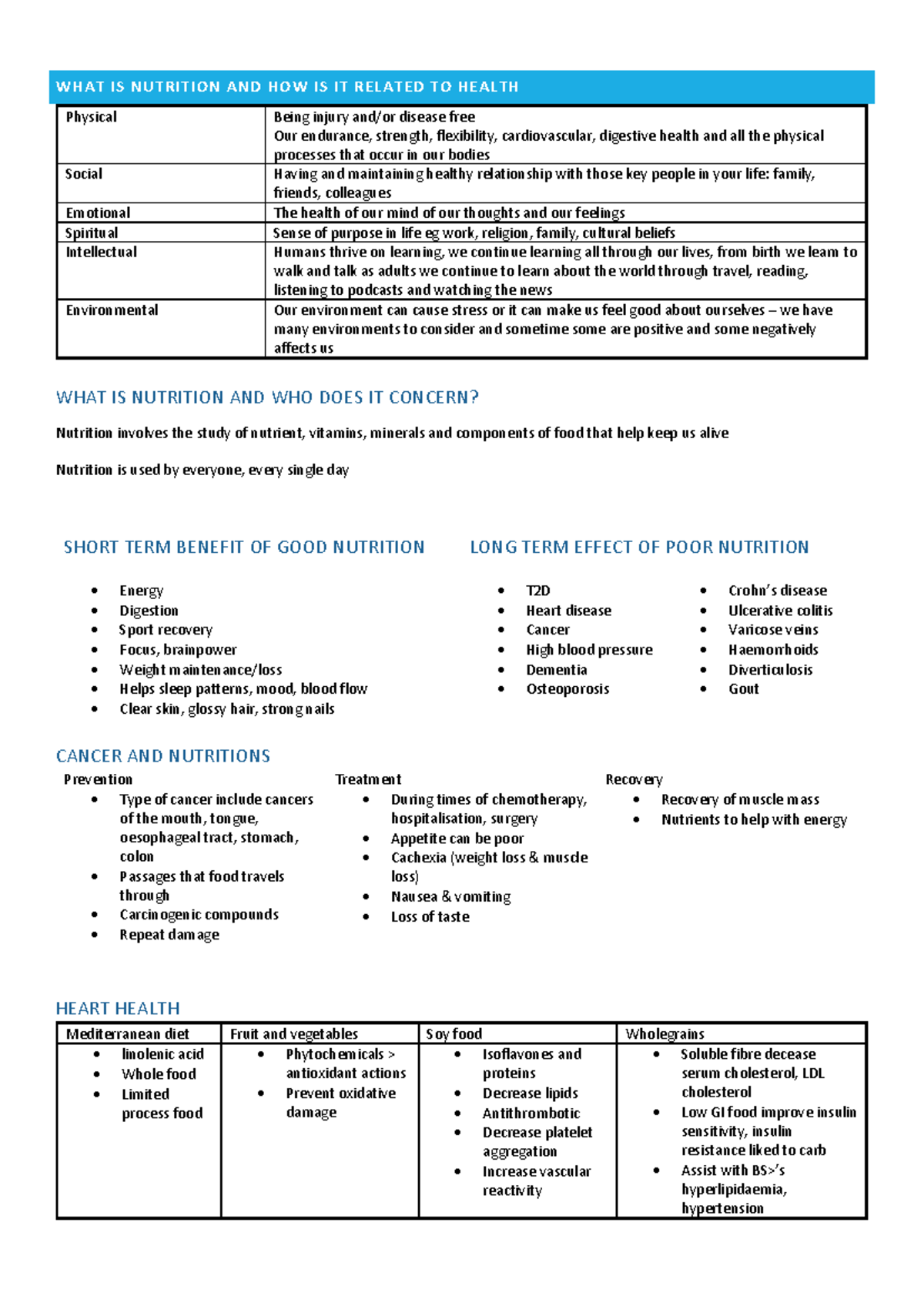 Week 1 - Week 1 note - WHAT IS NUTRITION AND HOW IS IT RELATED TO ...