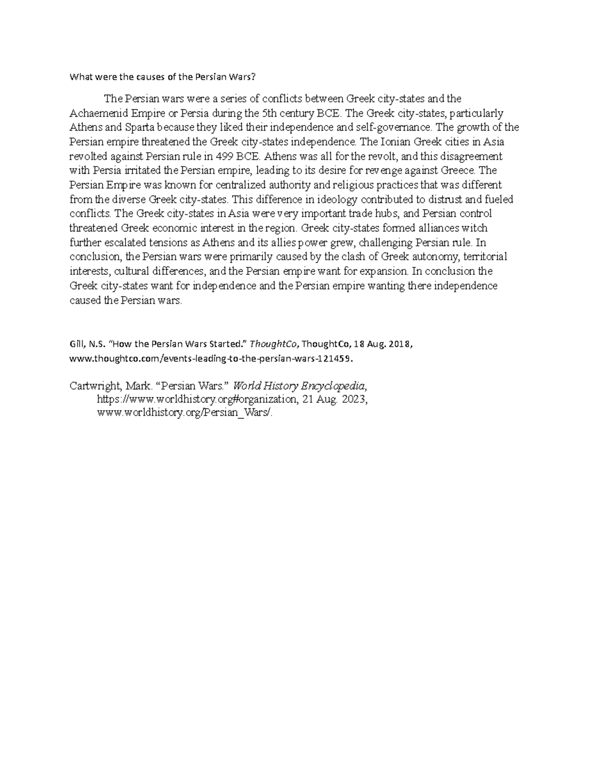 What were the causes of the Persian Wars updated What were the causes