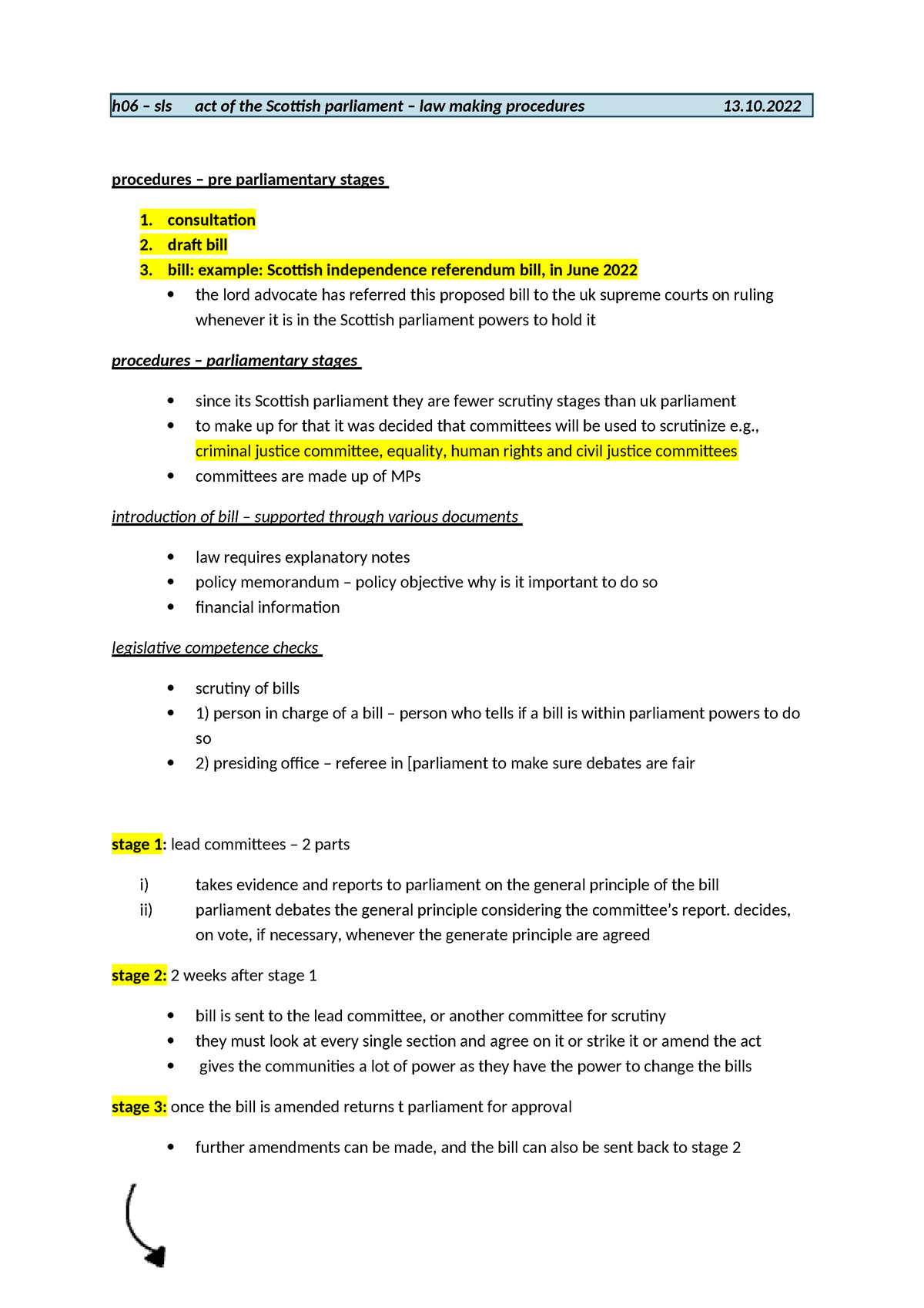 H06 notes sls - h06 – sls act of the Scottish parliament – law making ...