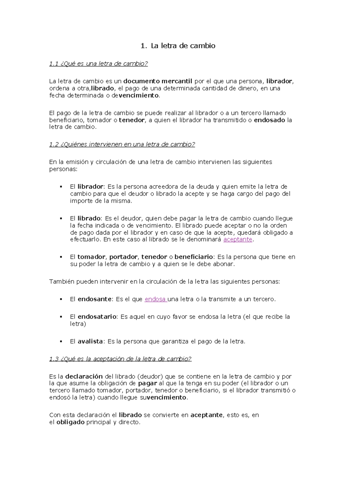 Temas 14 La letra de cambio, el cheque y el pagaré 1. La letra de cambio 1 es una letra de Temas 14 La letra de cambio, el cheque y el pagaré 1. La letra de cambio 1 es una letra de