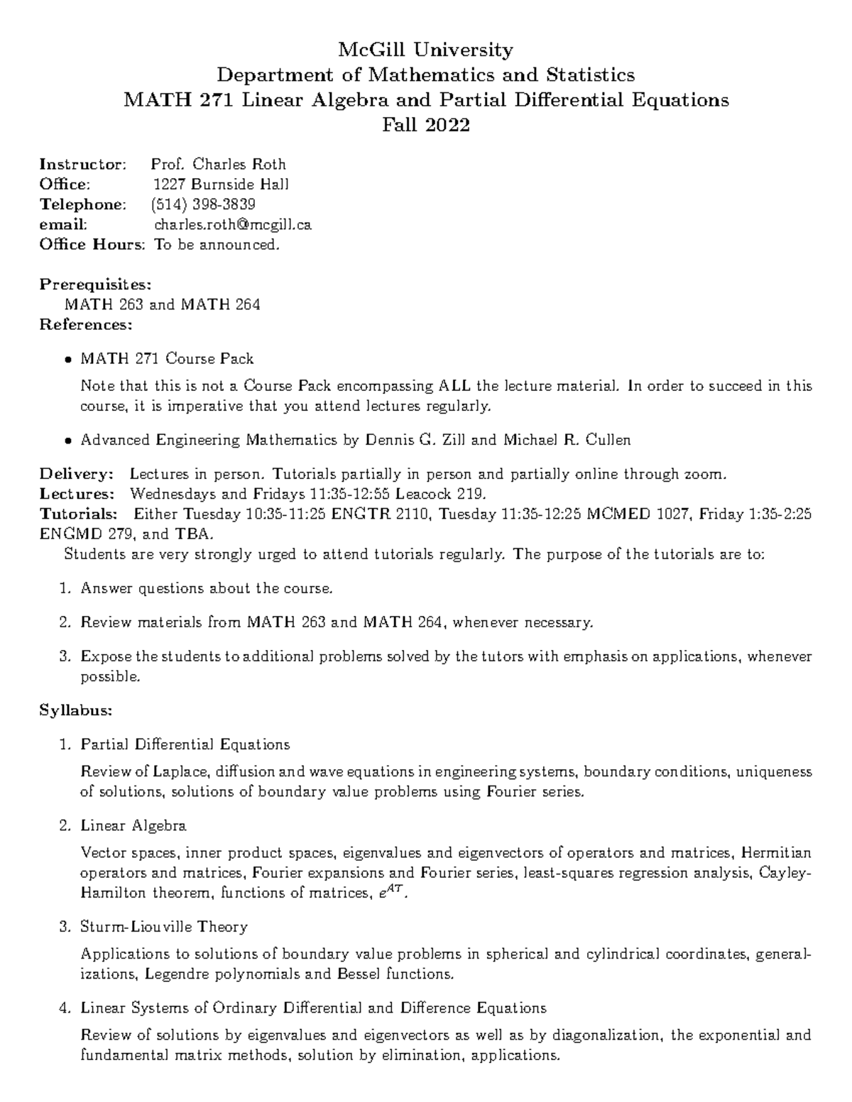 Math 271 Syllabus F2022 - McGill University Department of Mathematics ...