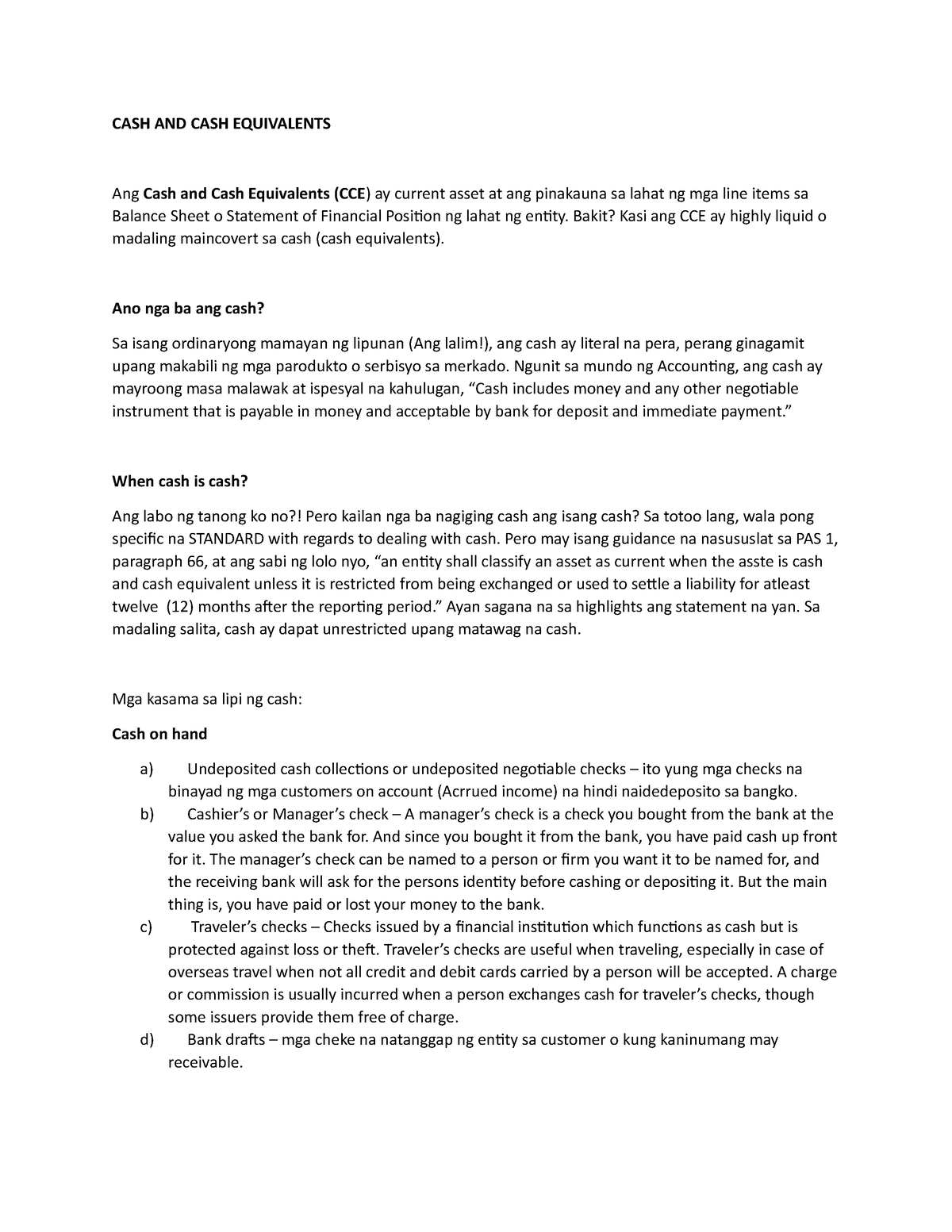 Document (17) - Ujeydndidmo - CASH AND CASH EQUIVALENTS Ang Cash and ...