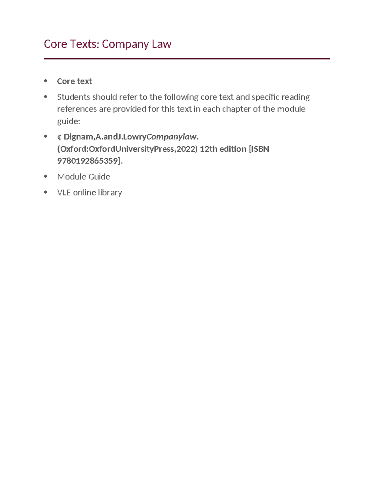 Core Texts - useful info - Company law - Core Texts: Company Law Core ...