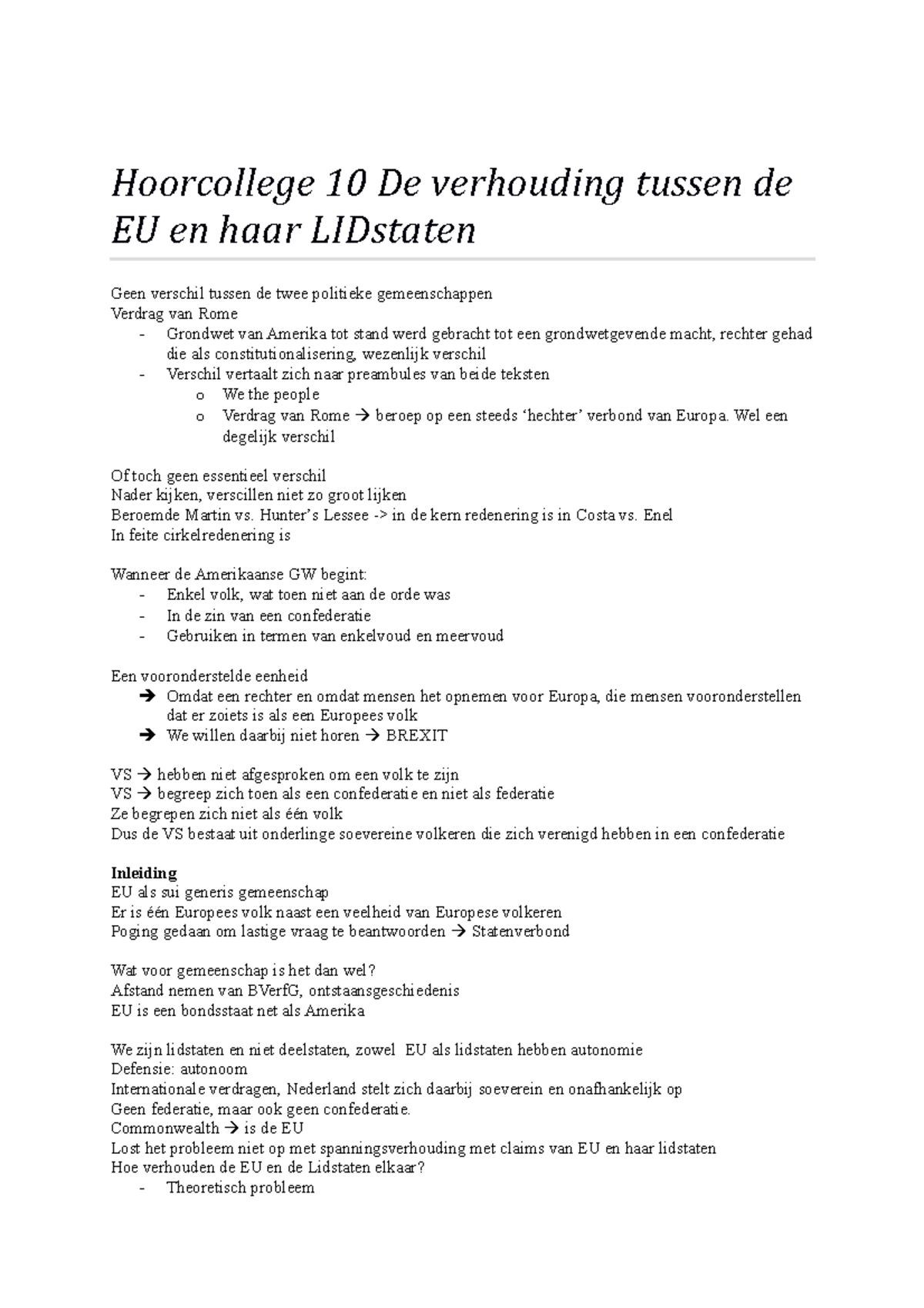 Rechtsfilosofie B Hoorcollege 10 De Verhouding Tussen De EU En Haar ...