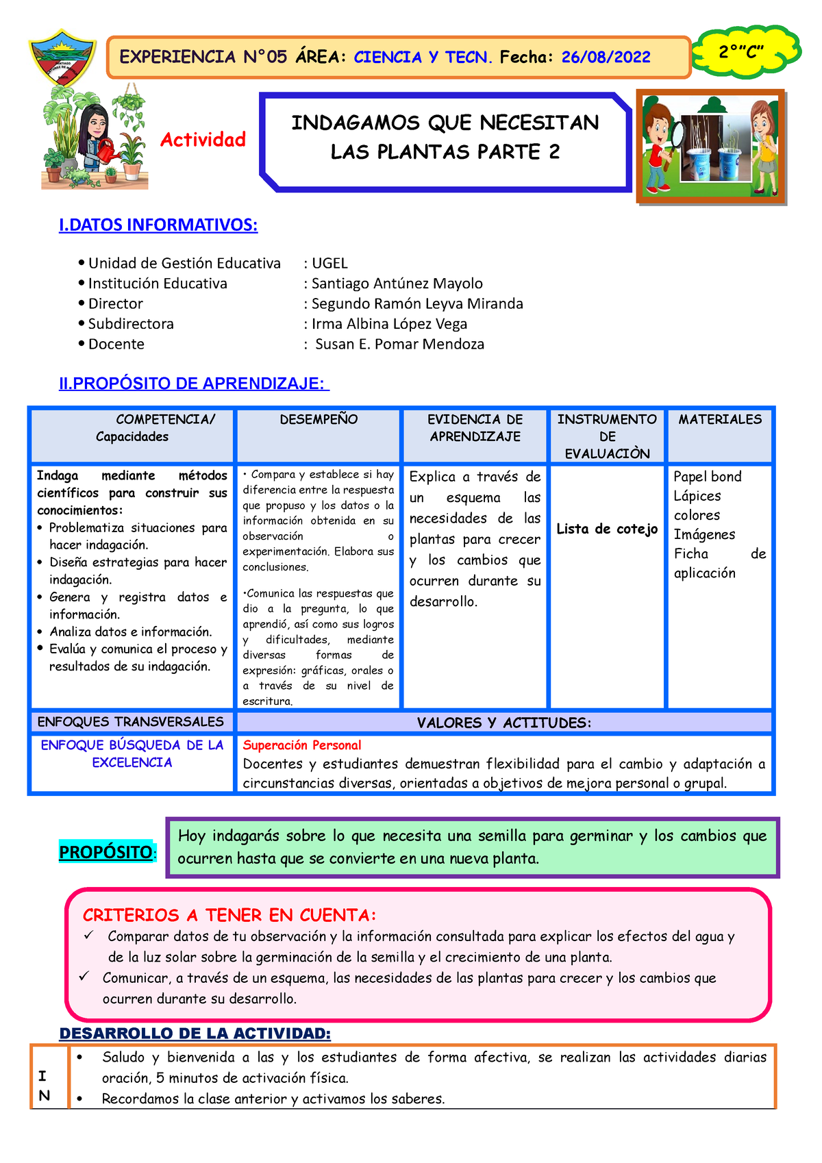 Sesion Ciencia Y Tecnologia Indagamos Que Necesitan Las Plantas Parte 2