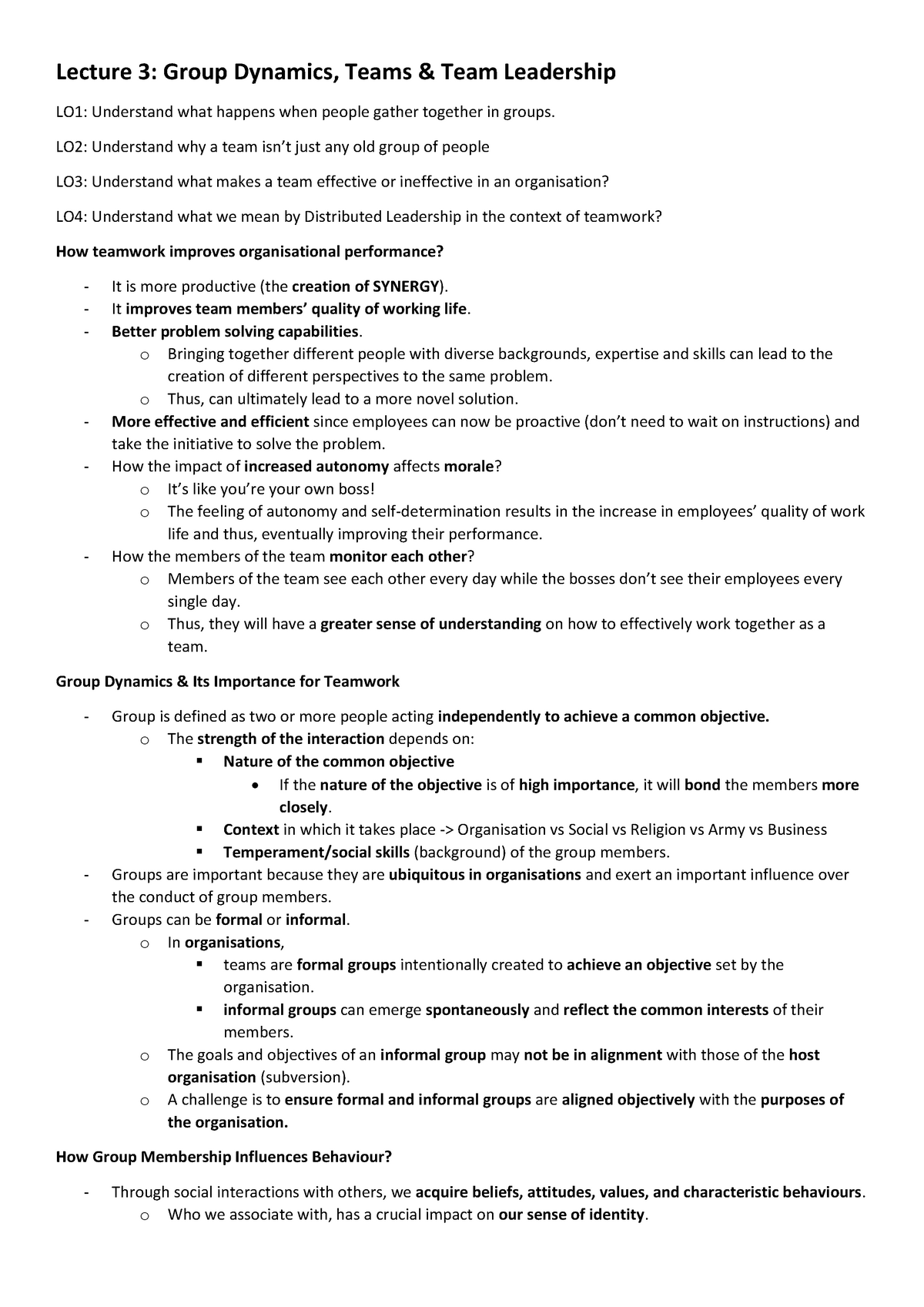 Organisational Behaviour - Summary - OB - Notes - Summary - Lecture 3 ...