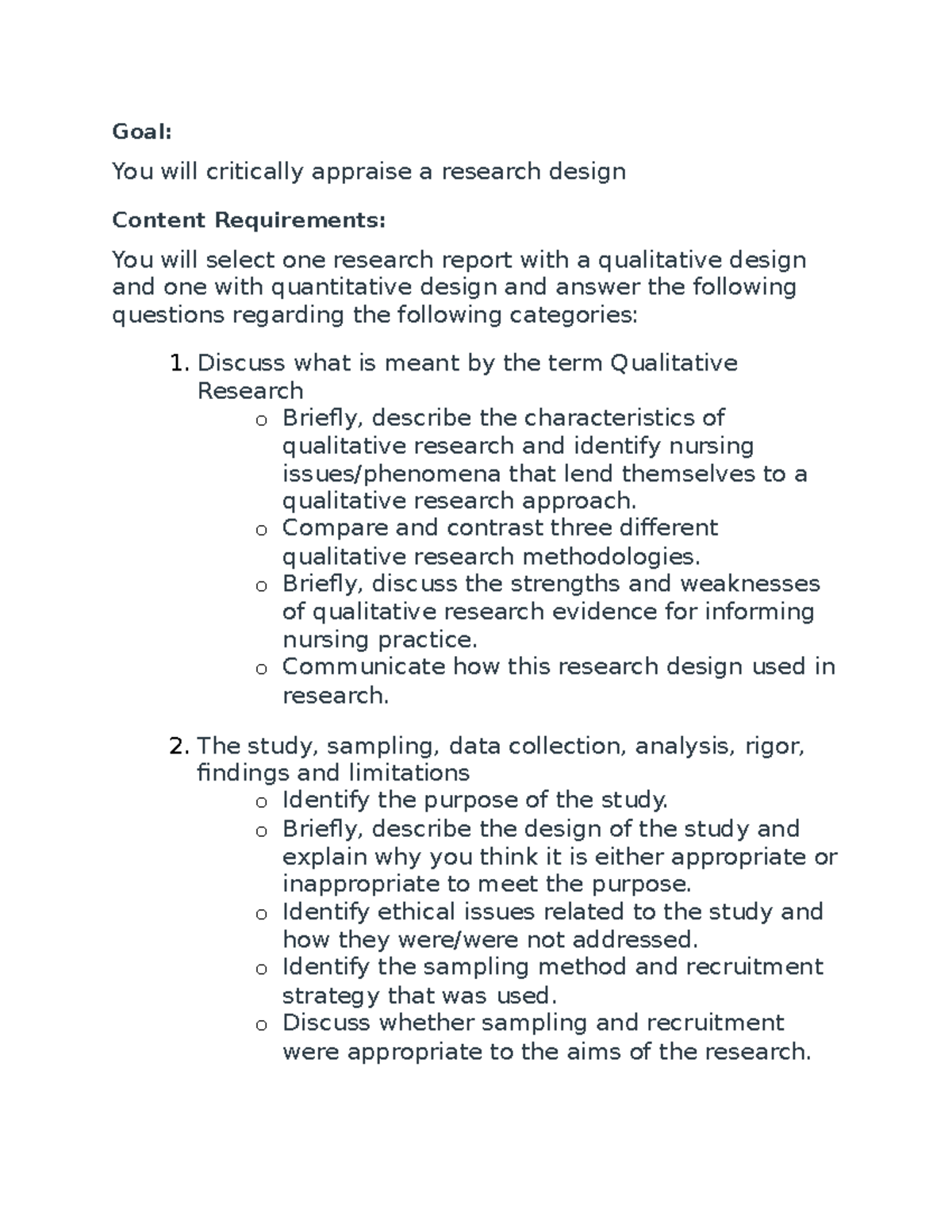 Assignment 7 - Lecture notes - Goal: You will critically appraise a ...