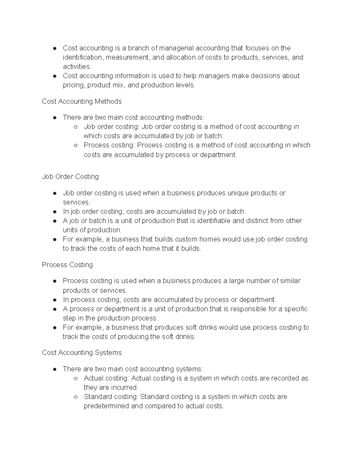 Lecture 9 Cost Accounting - Cost accounting is a branch of managerial ...